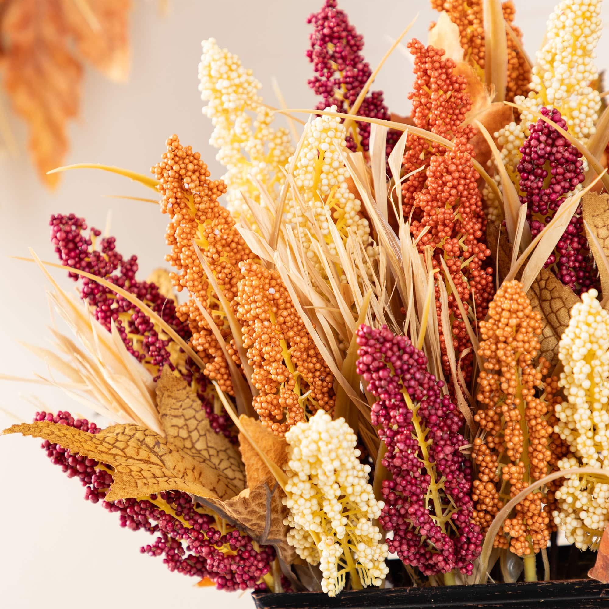 Glitzhome&#xAE; 15&#x22; Fall Multi-Colored Sorghum Cart Centerpiece