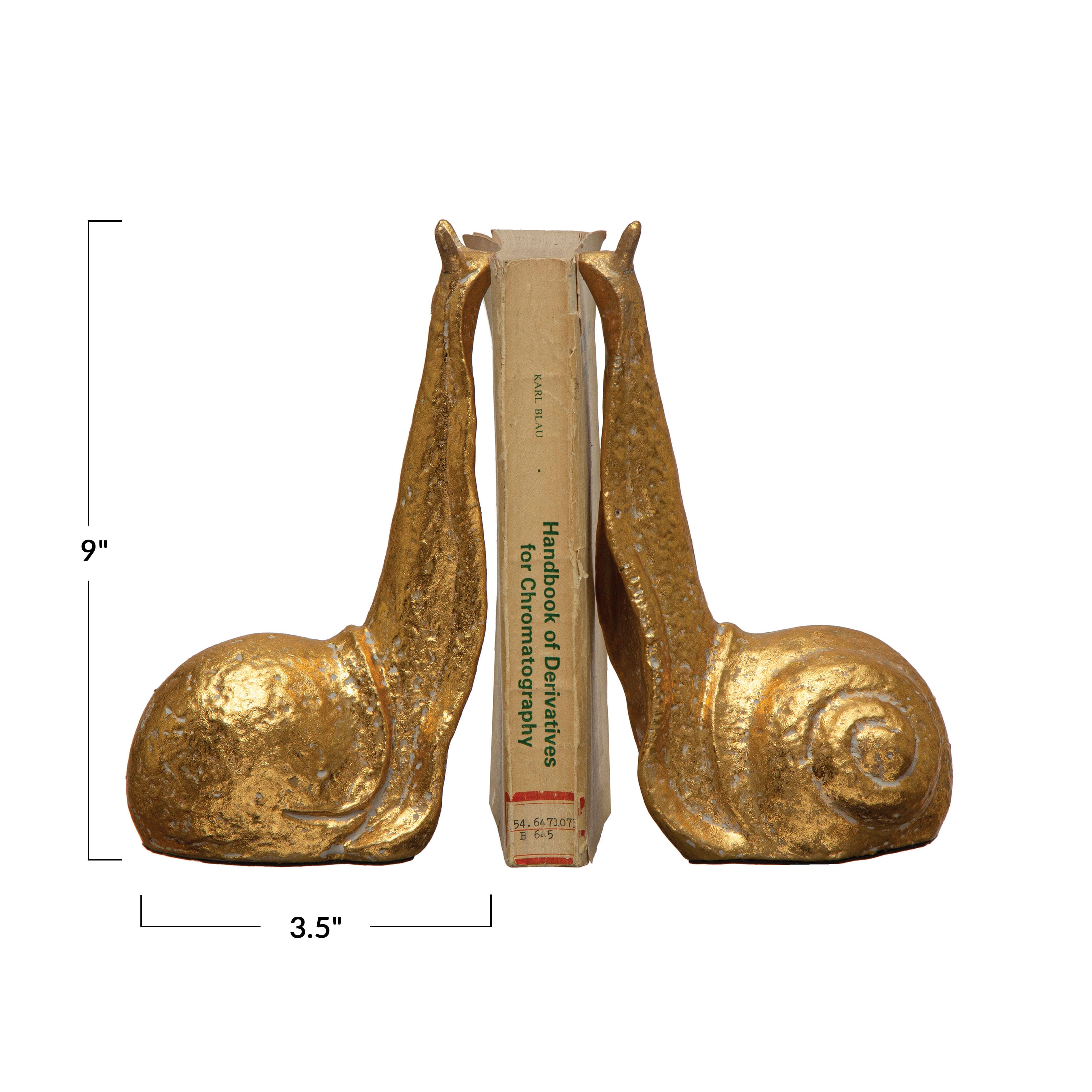 Hello Honey® 9" Gold Iron Snail Bookends Set
