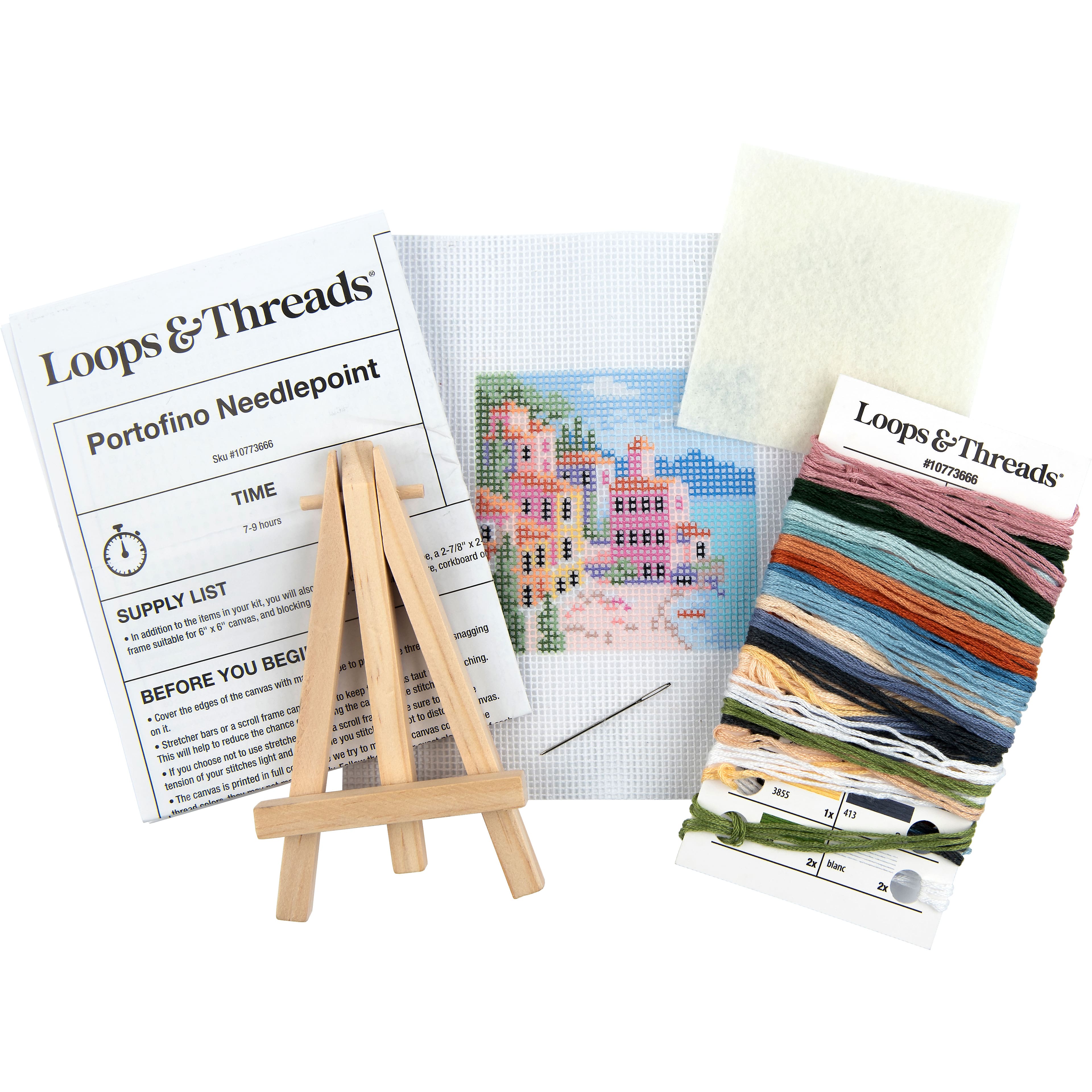 3&#x22; x 3&#x22; Portofino Needlepoint Kit with Easel by Loops &#x26; Threads&#xAE;