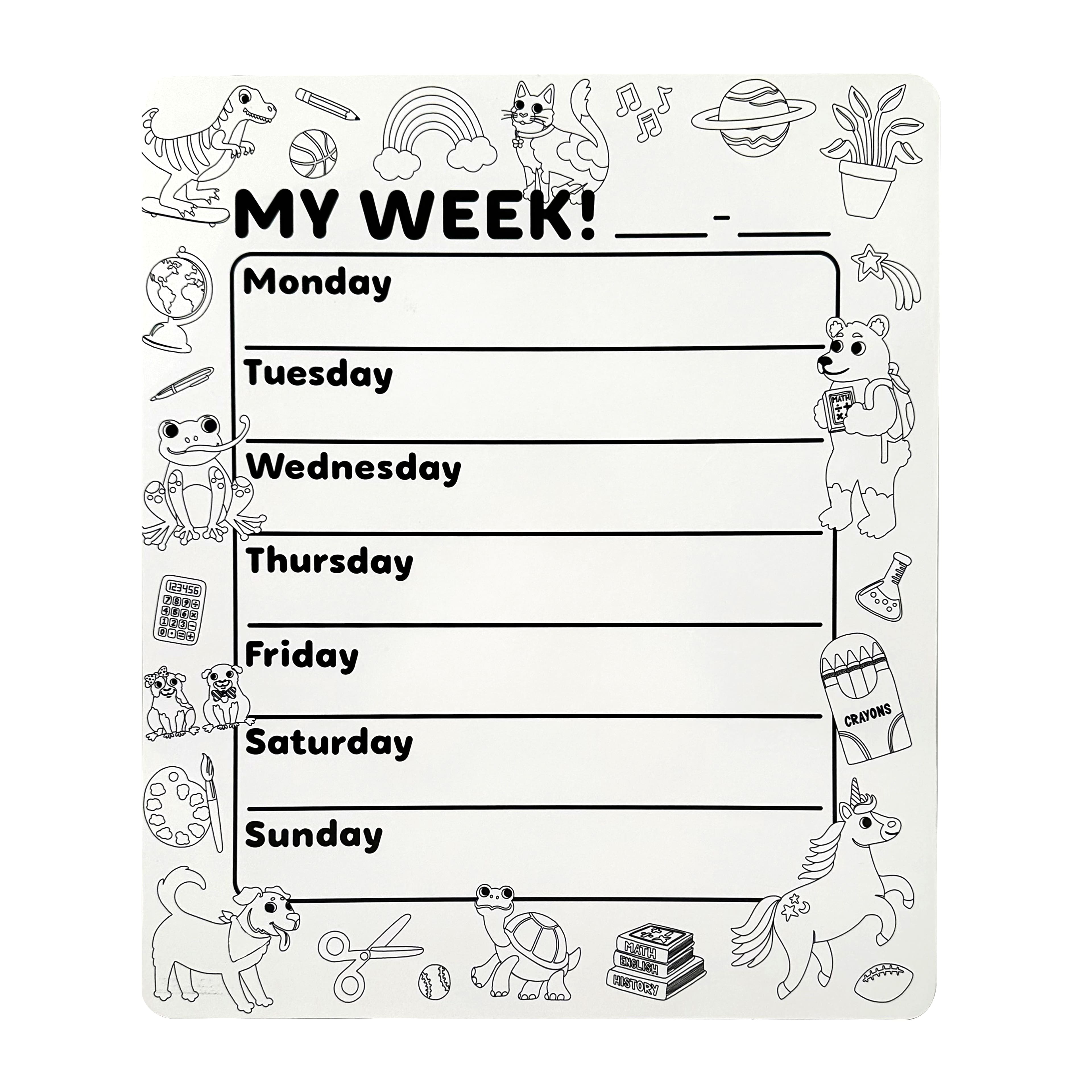 White Weekly Plan Dry Erase Board by B2C&#x2122;