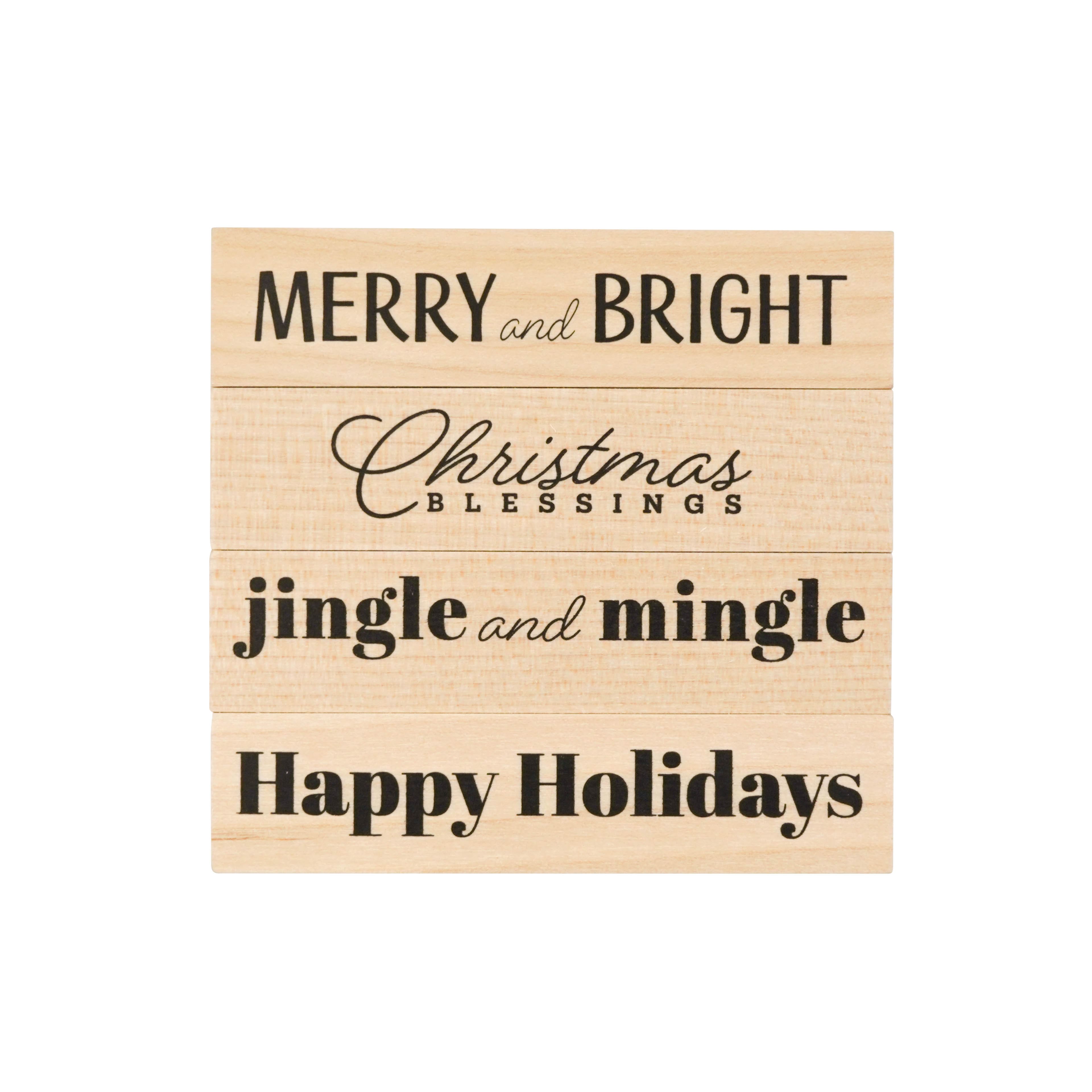 Merry &#x26; Bright 4 Piece Wood Stamp Set by Recollections&#x2122;