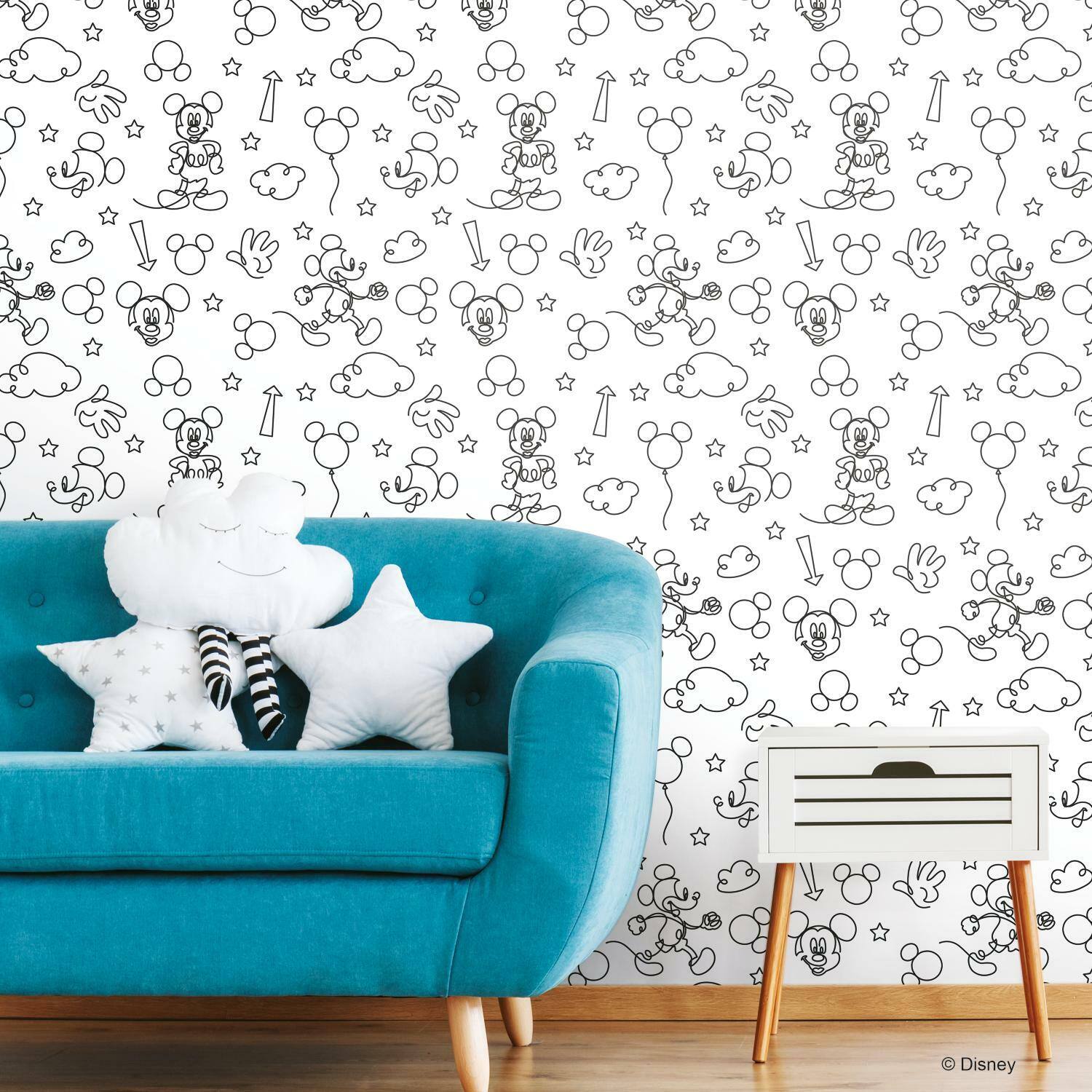 RoomMates Disney&#xAE; Mickey Mouse Line Art Peel &#x26; Stick Wallpaper