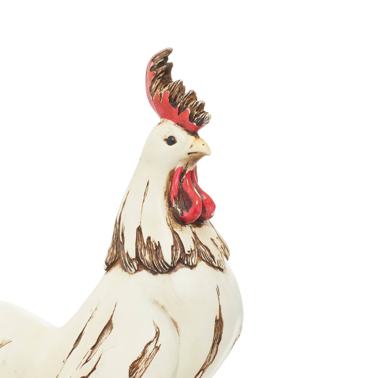 15&#x22; White Rooster Garden Sculpture