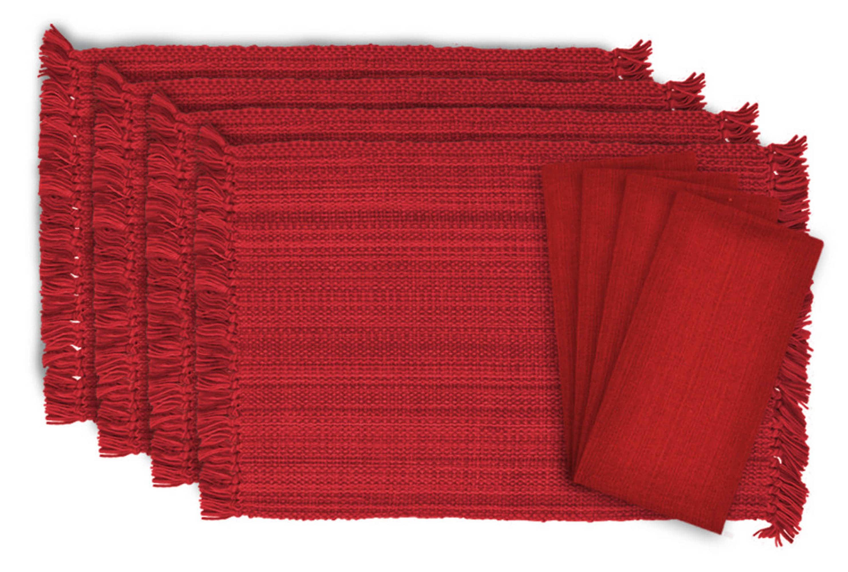DII® Variegated Red Fringe Placemat & Napkin Set, 8ct.
