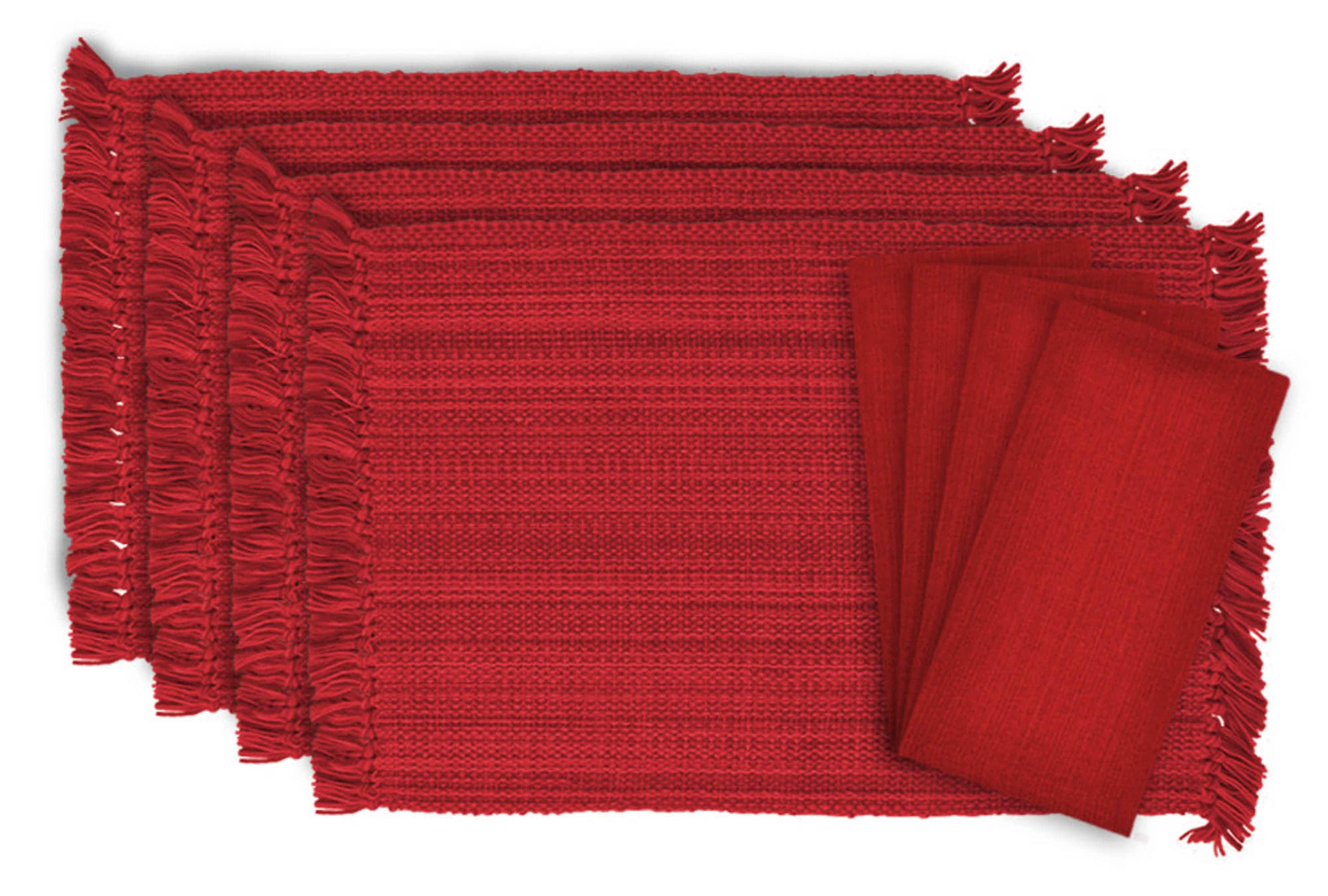 DII&#xAE; Variegated Red Fringe Placemat &#x26; Napkin Set, 8ct.