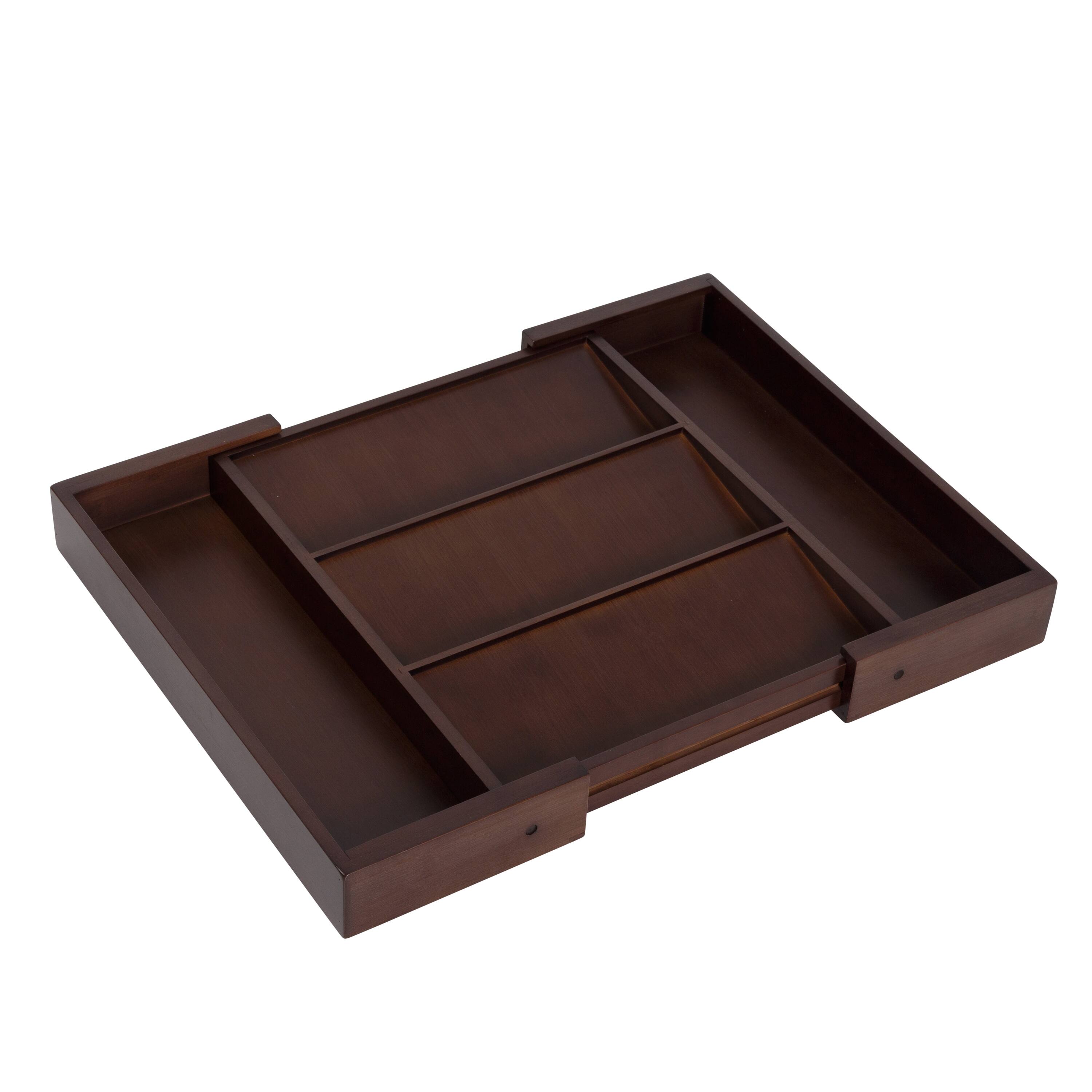 17'' Walnut Expandable Kitchen Drawer Organizer Tray