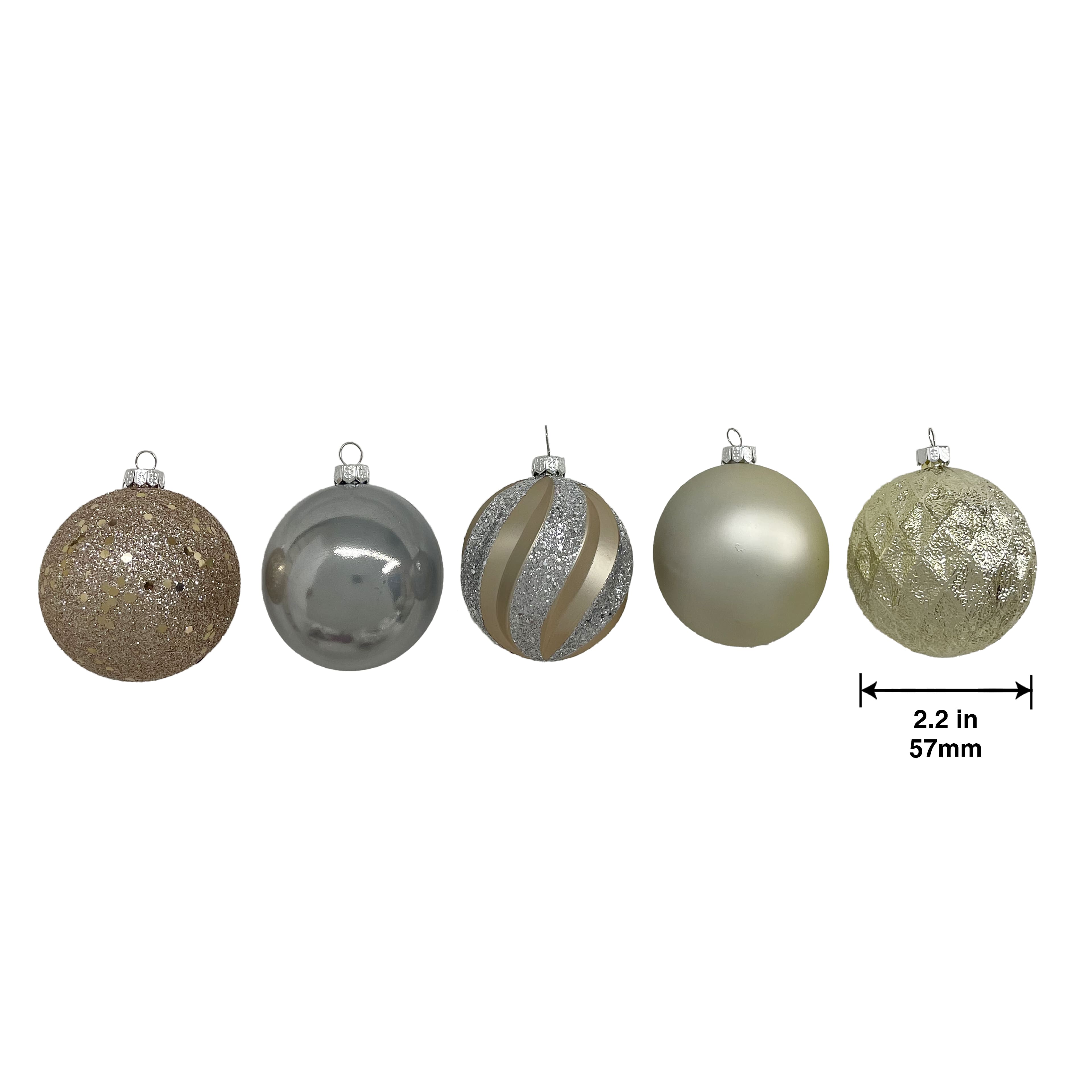 50 Pack 2&#x22; Champagne Shatterproof Ball Ornament Mix by Ashland&#xAE;