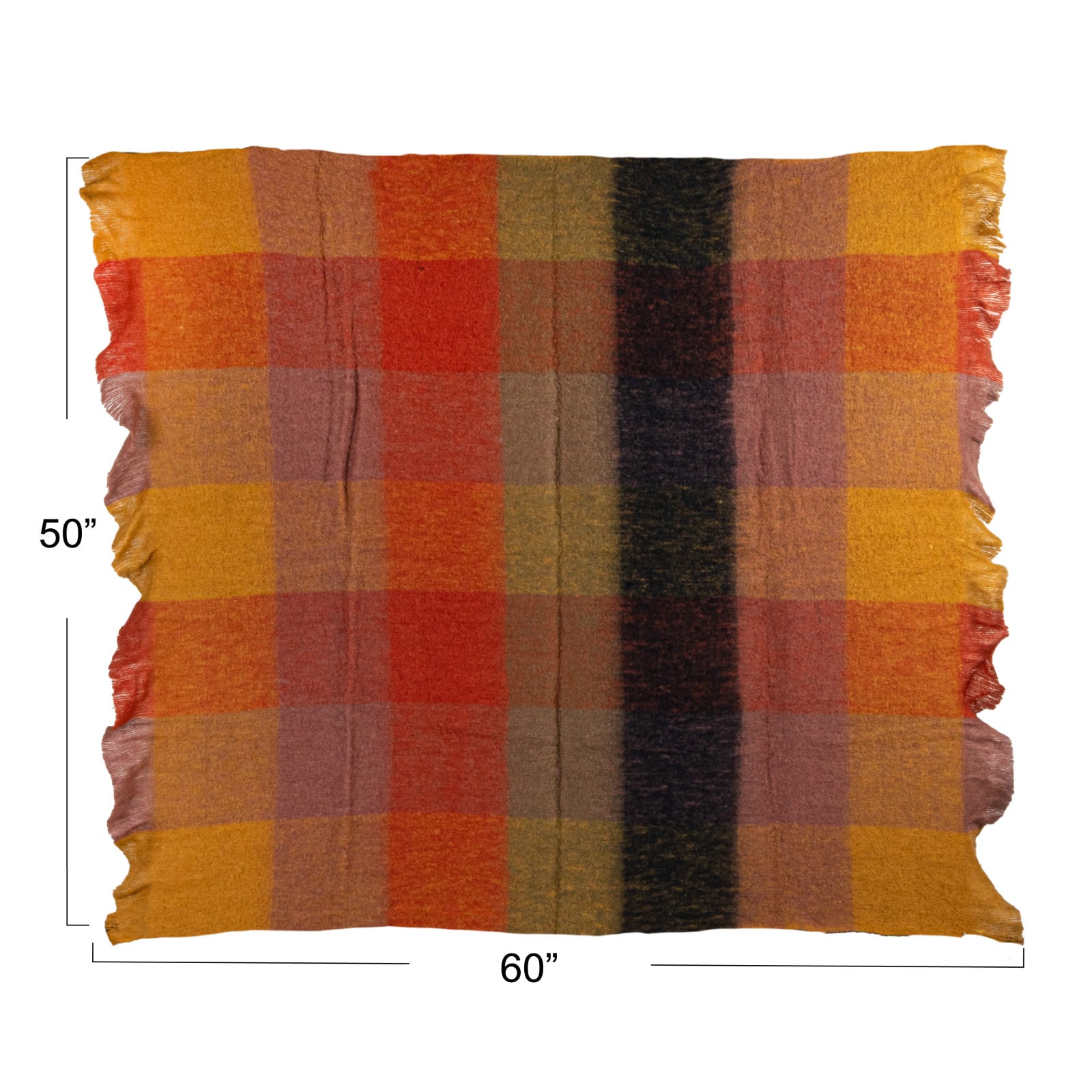 Hello Honey® Gold & Orange Block Wool & Acrylic Ruffled Throw Blanket