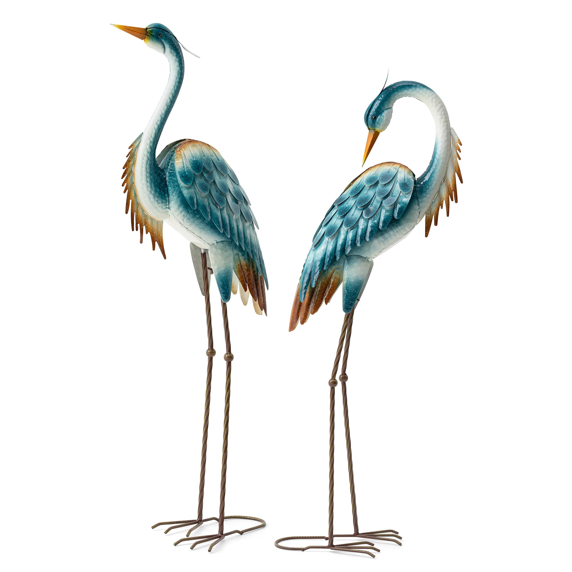 Glitzhome&#xAE; Metal Standing Crane Garden Statue with Stakes Set