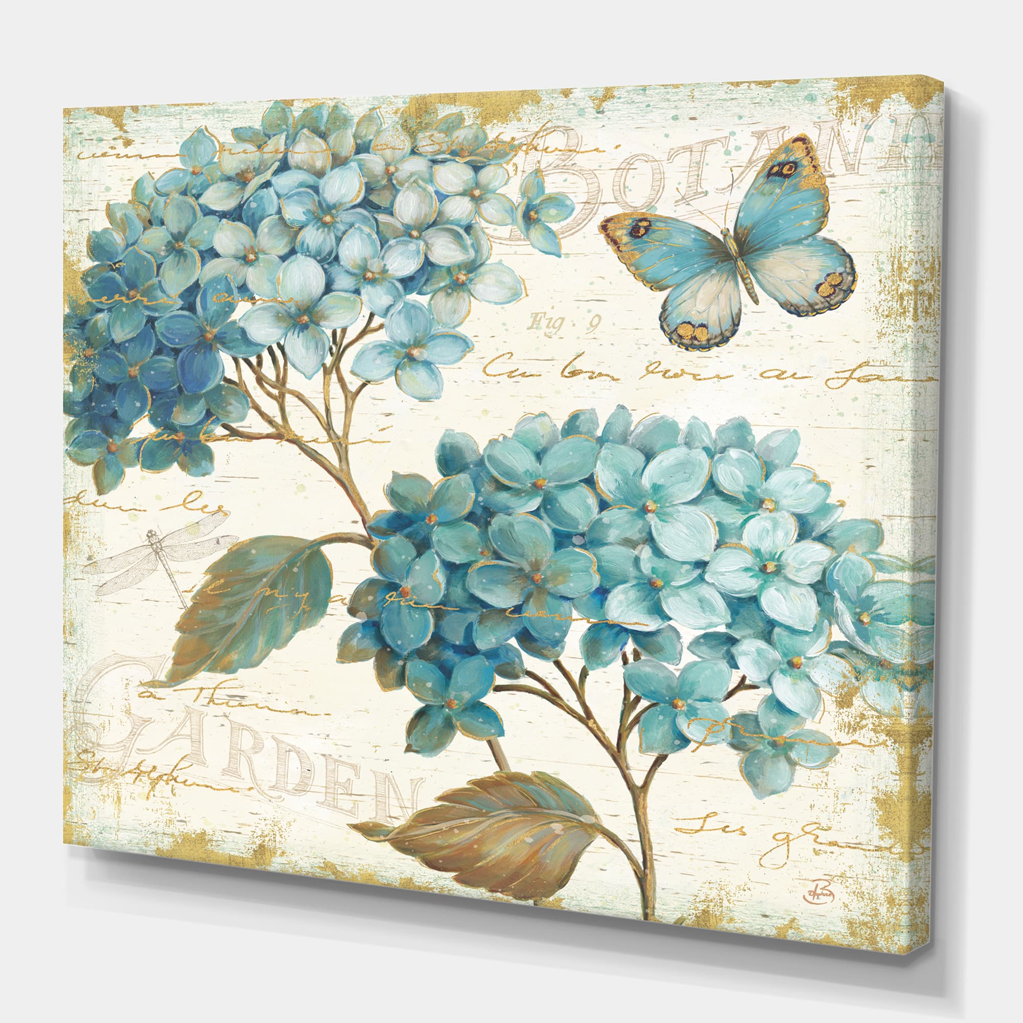 Designart - butterfly Blue Garden I - Farmhouse Canvas Artwork