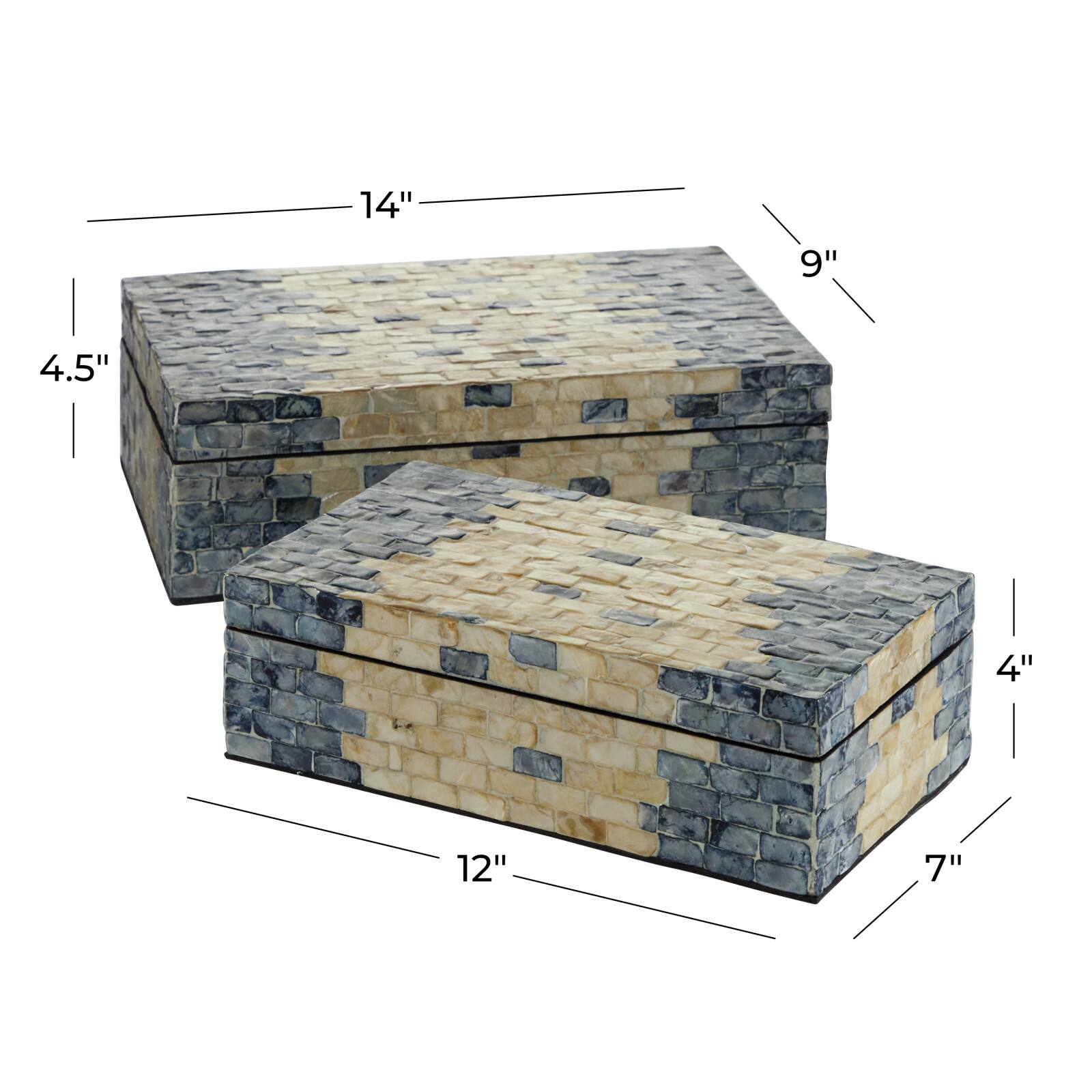 Tan &#x26; Blue Wood Coastal Box Set