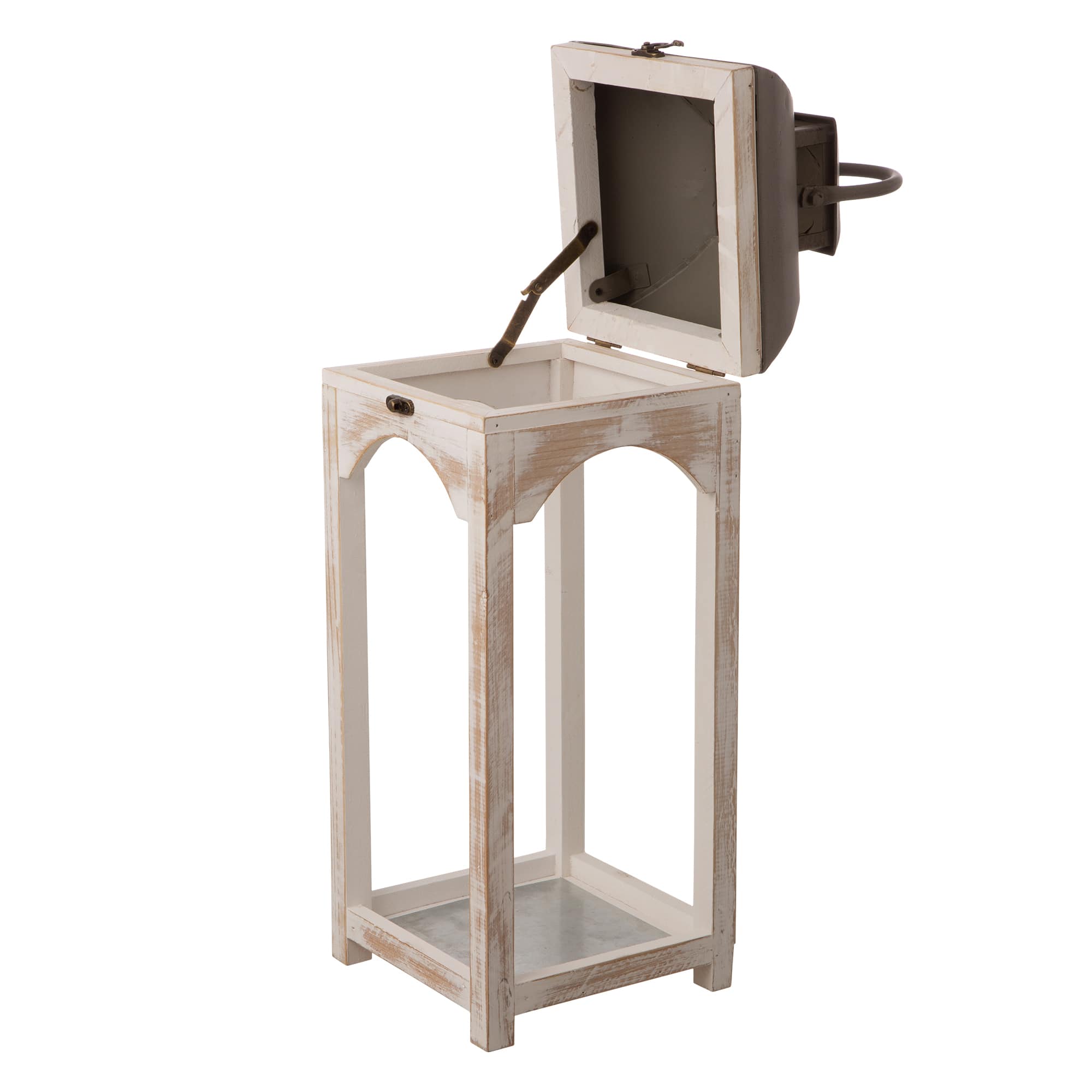 Glitzhome® White Wooden Modern Farmhouse Lantern Set