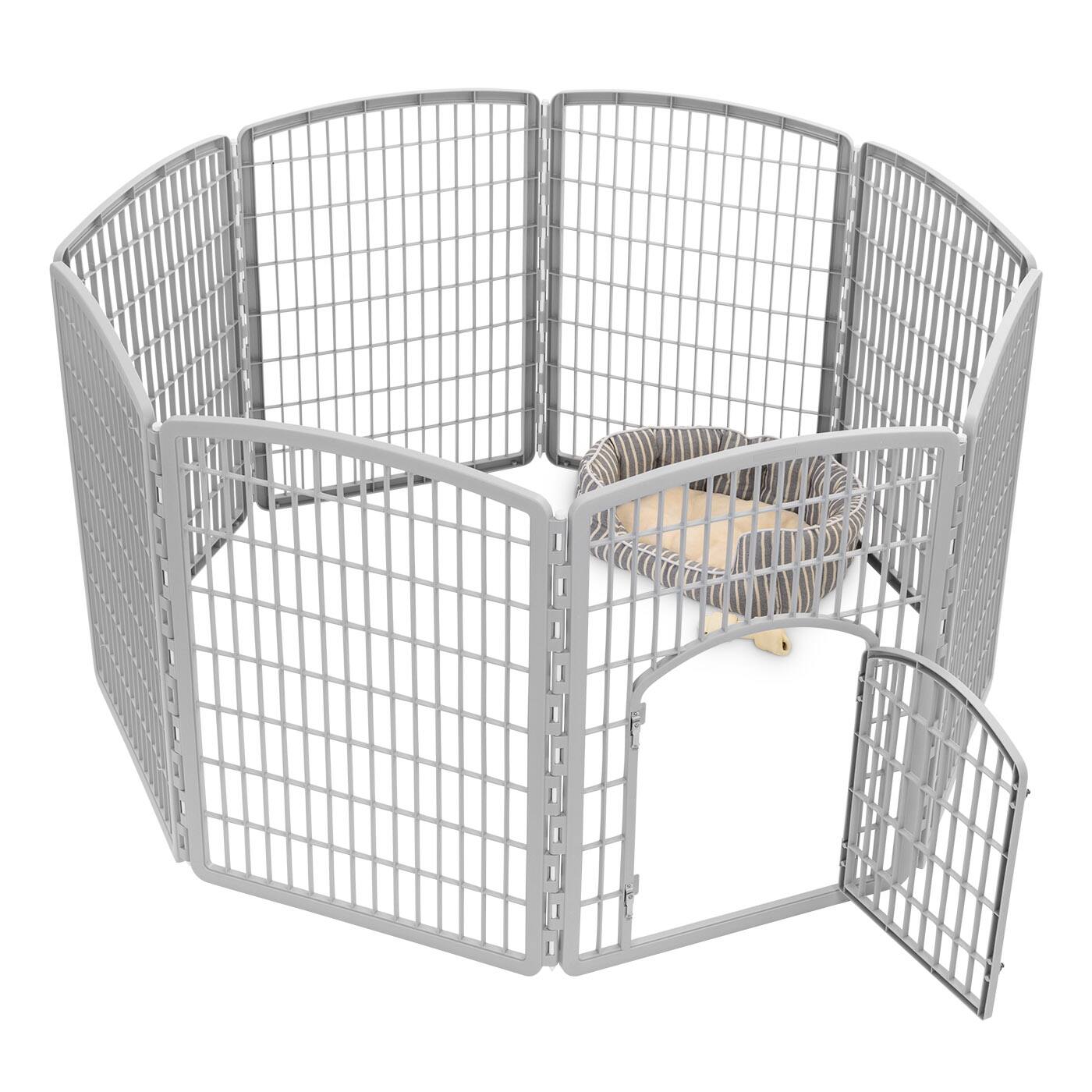 IRIS&#xAE; Gray 8-Panel Pet Playpen with Door