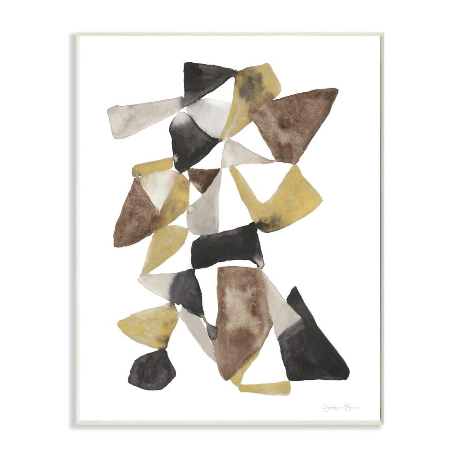 Stupell Industries Abstract Black, Gold & Brown Shape Design Wall Plaque