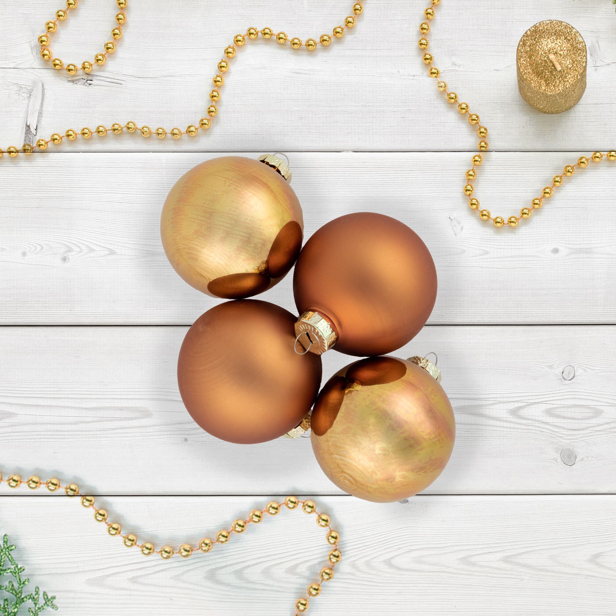 9ct. 2.5&#x22; Bronze 2-Finish Glass Ball Christmas Ornaments