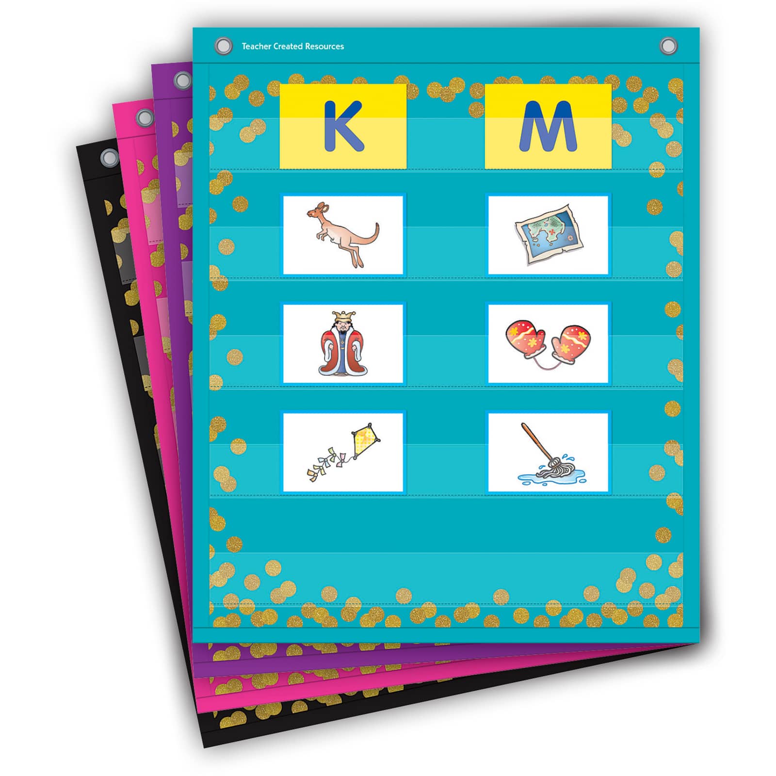 Teacher Created Resources Confetti Colorful Magnetic Mini Pocket Charts