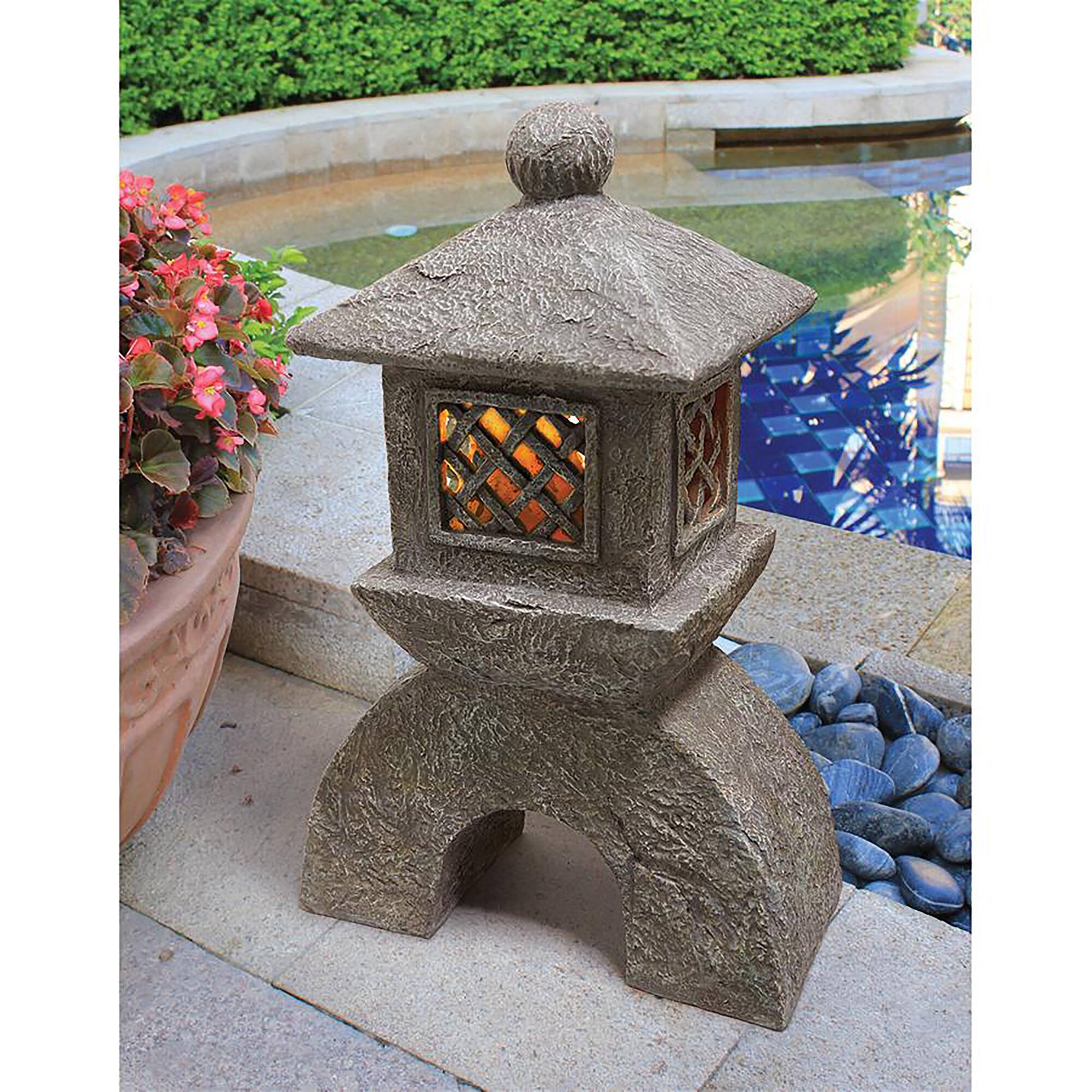 Design Toscano 16.5&#x22; Japanese Pagoda Illuminated Lantern Statues, 2ct.