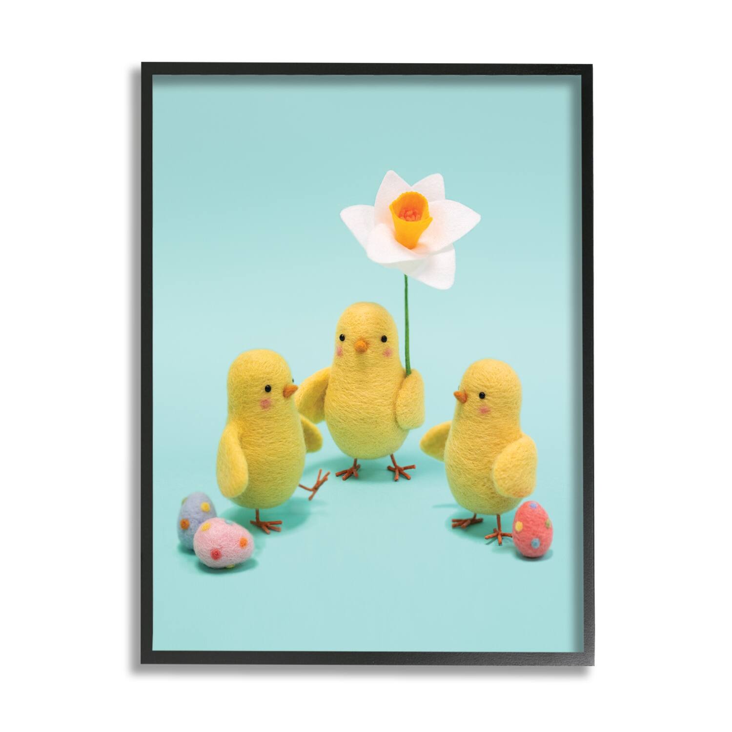 Stupell Industries Spring Chicks Floral Easter Eggs Framed Giclee Art