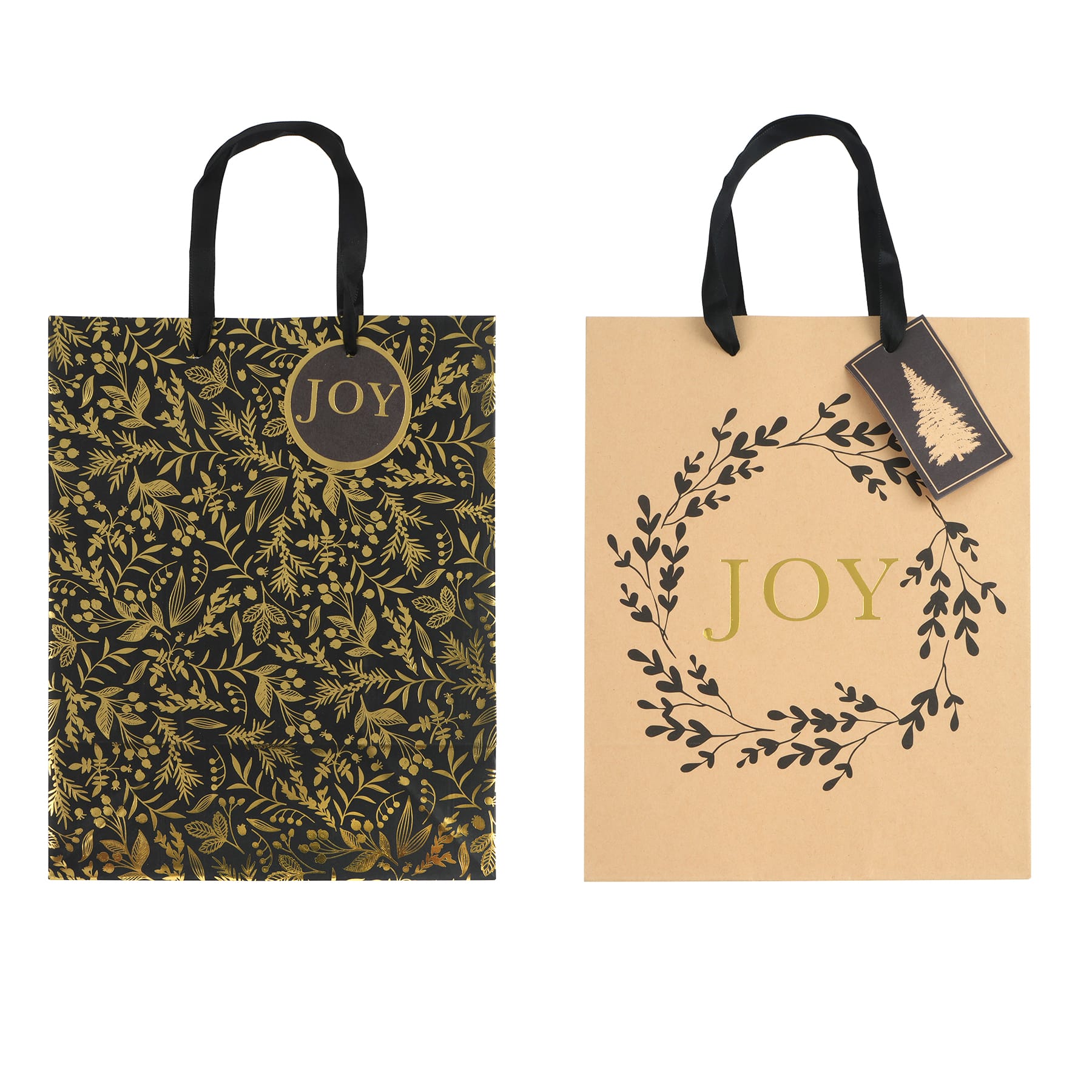 10&#x22; Joy Wreath &#x26; Gold Foliage Gift Bag Set by Celebrate It&#xAE;