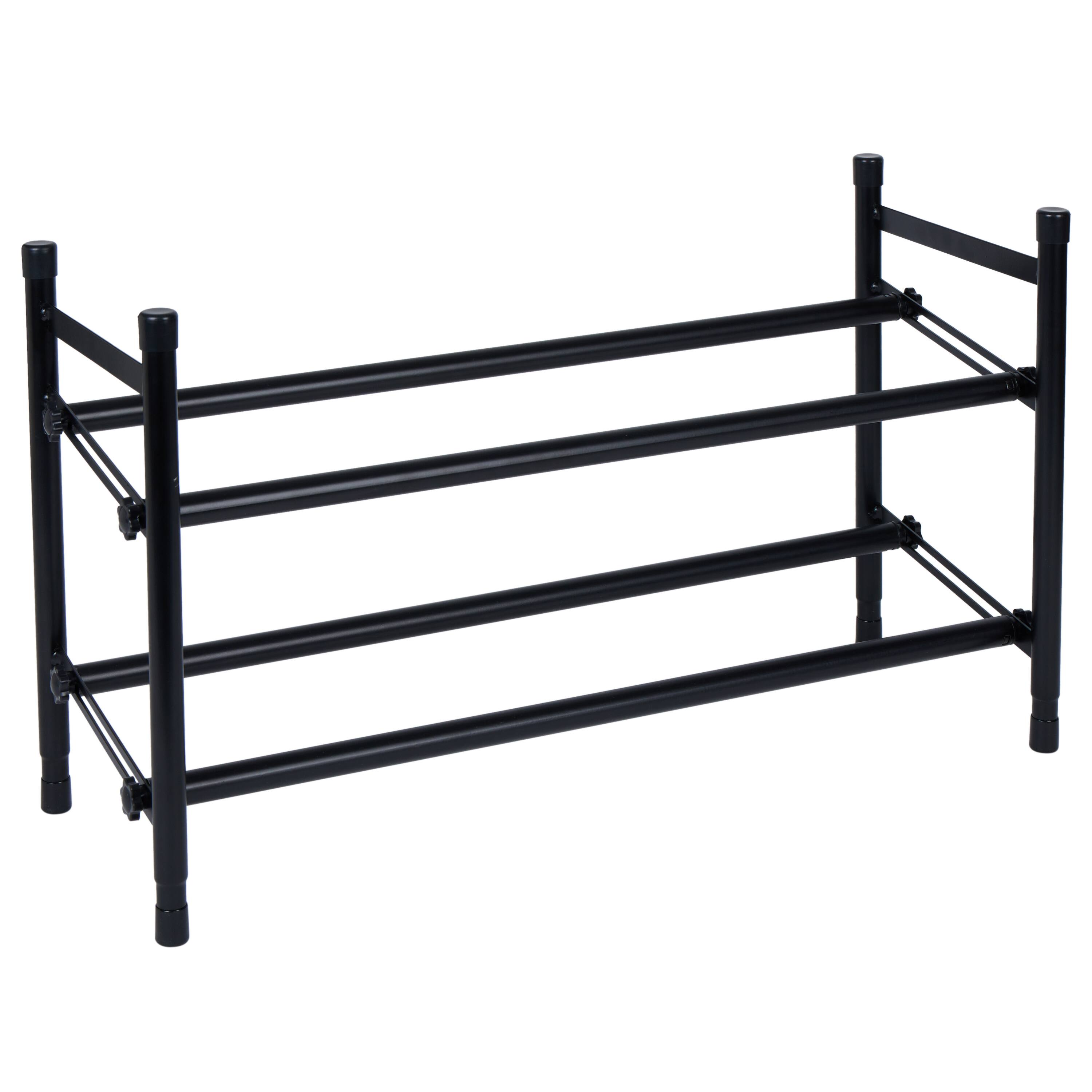 Organize It All Black 25" 2 Tier Expandable Shoe Rack