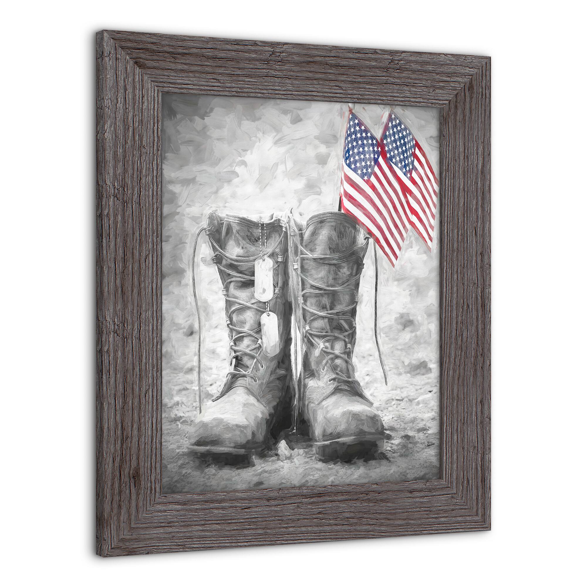 Military Boots Western Gray Framed Print