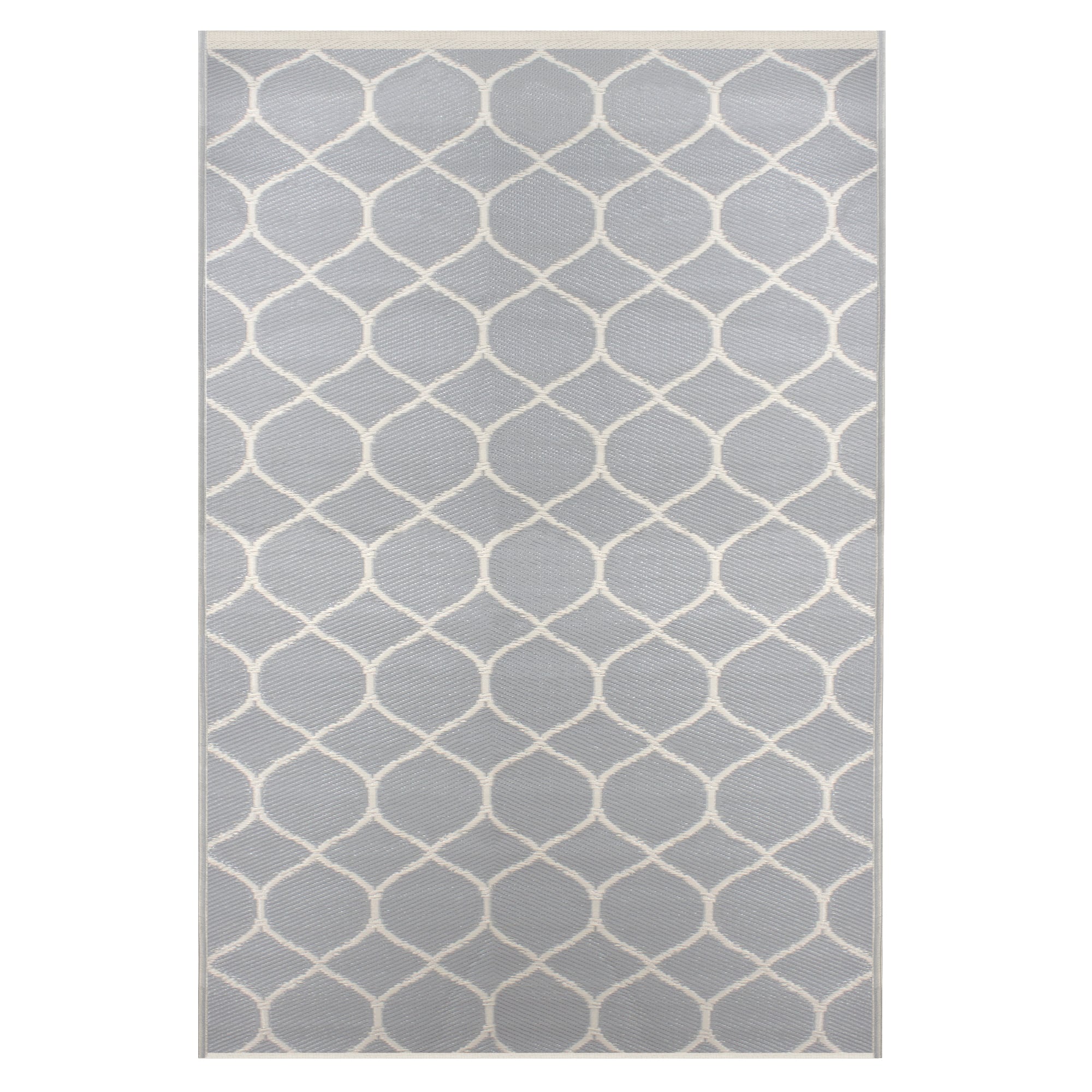 Gray & Beige Honeycomb Pattern Rectangular Outdoor Area Rug, 4ft. x 6ft.