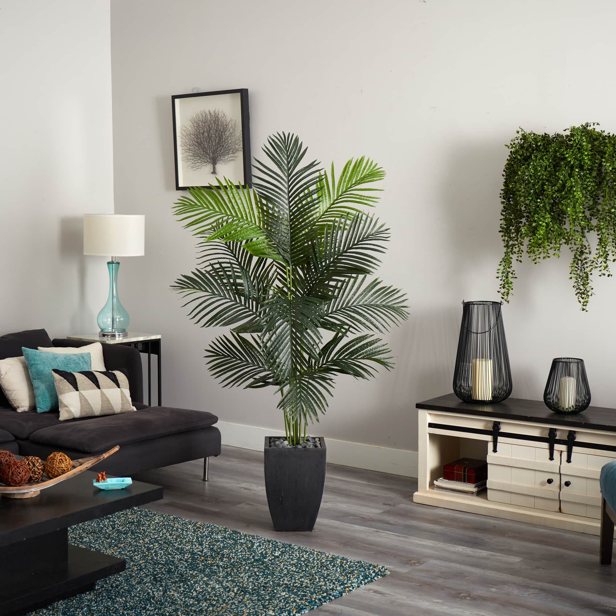 5.5ft. Paradise Artificial Palm Tree in Black Planter