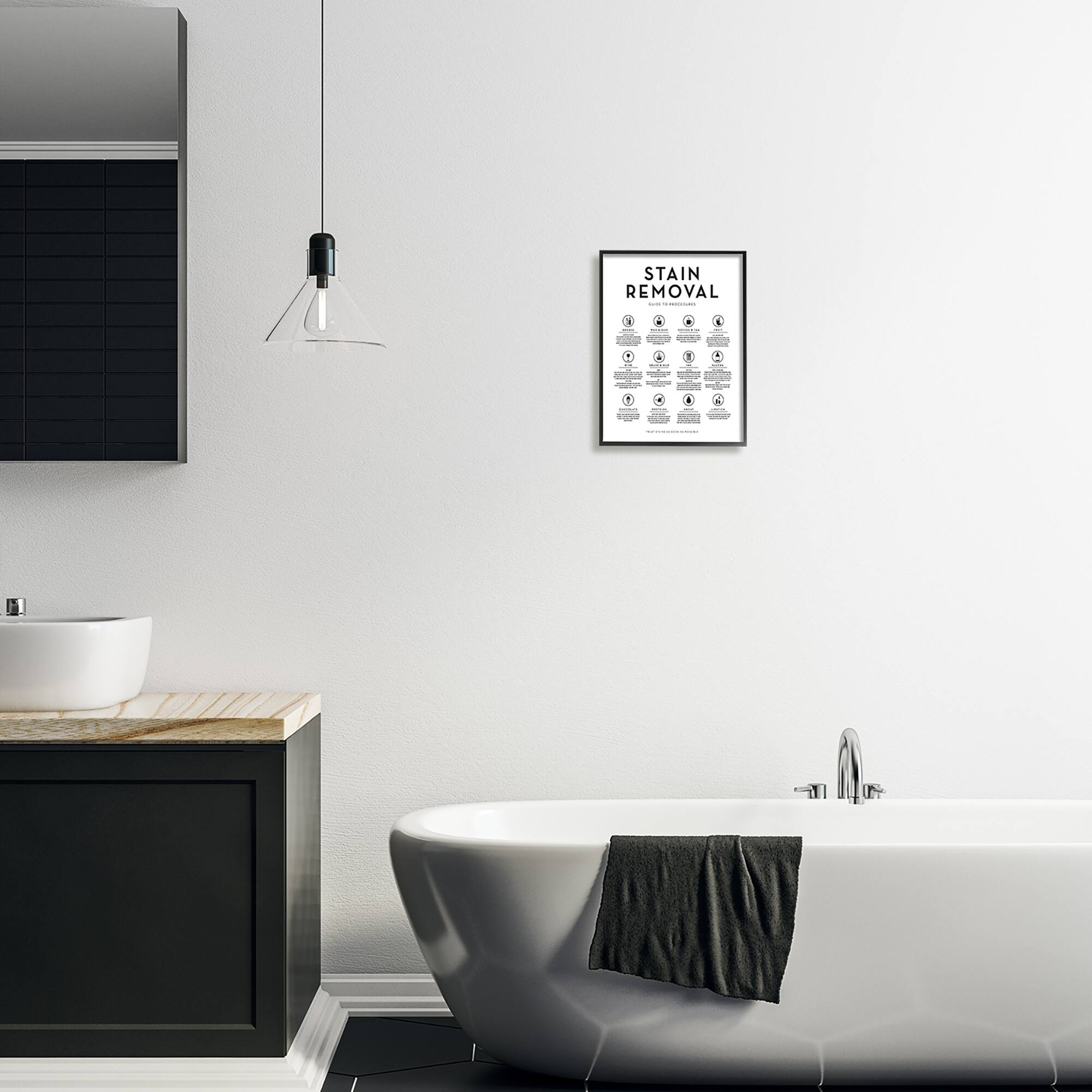 Stupell Industries Laundry Stain Removal Guide Helpful Symbols Chart Framed Giclee Art