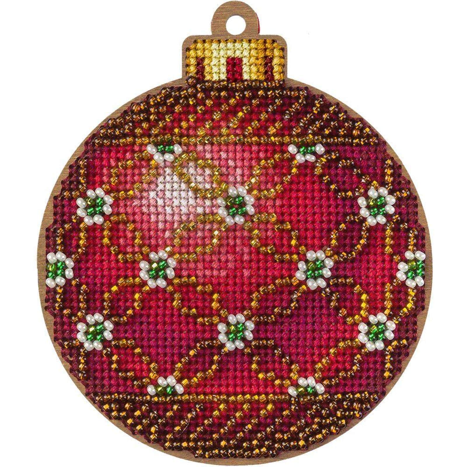 Wonderland Crafts Red &#x26; Green Ornament Cross-Stitch Kit