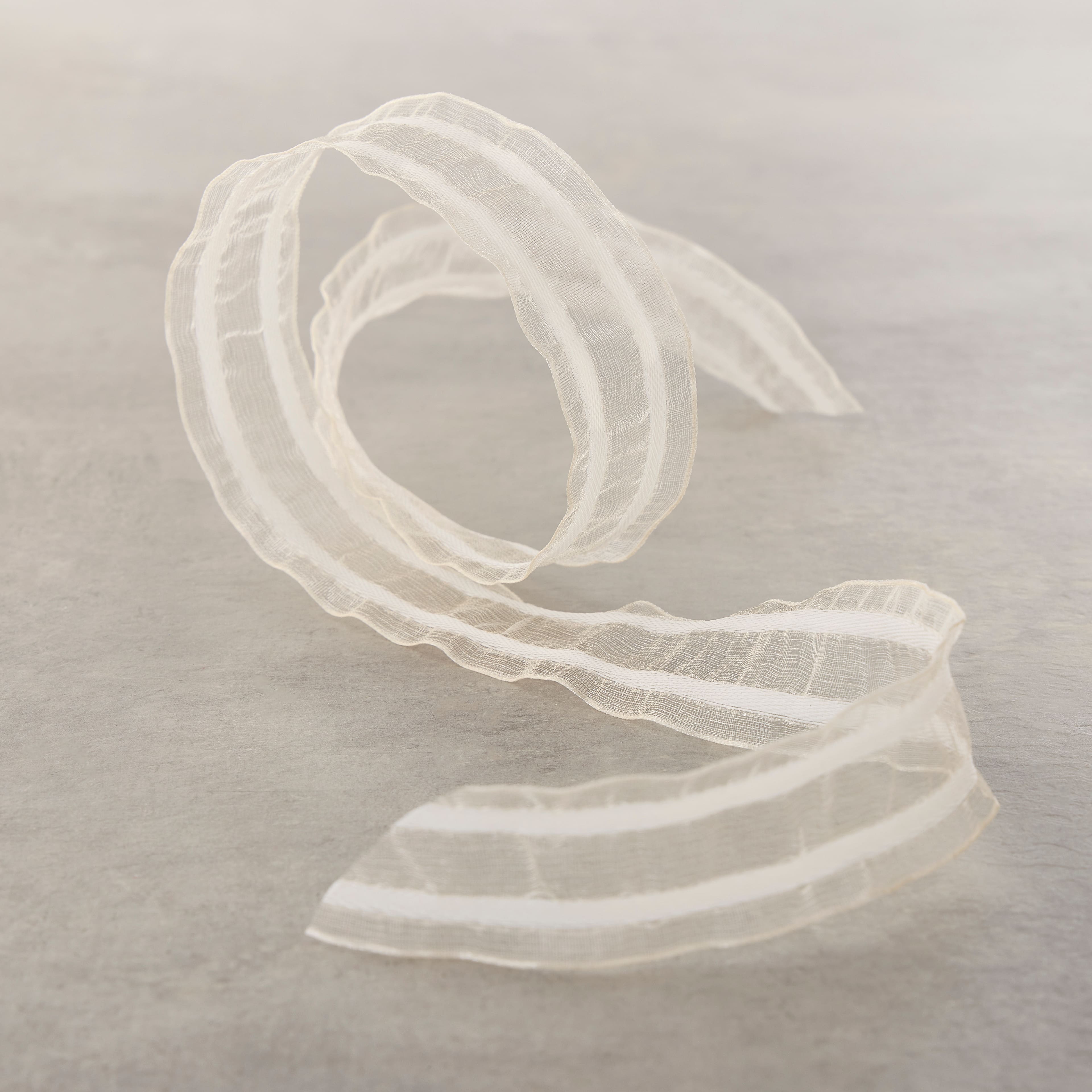 1&#x22; x 3yd. White Stripe Organza Ribbon by Celebrate It&#x2122;