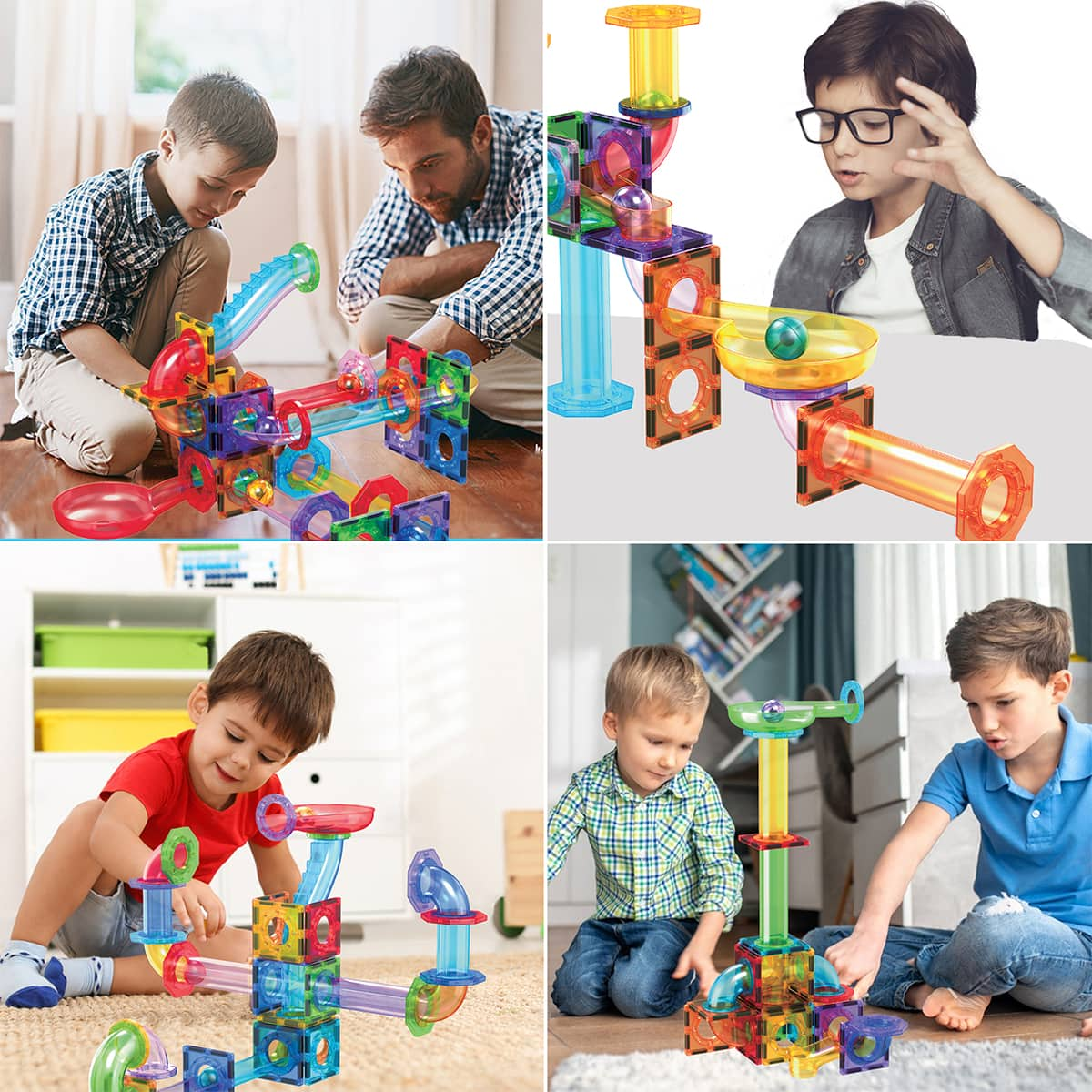 PicassoTiles&#xAE; 60 Piece Marble Run Building Block Connecting Set