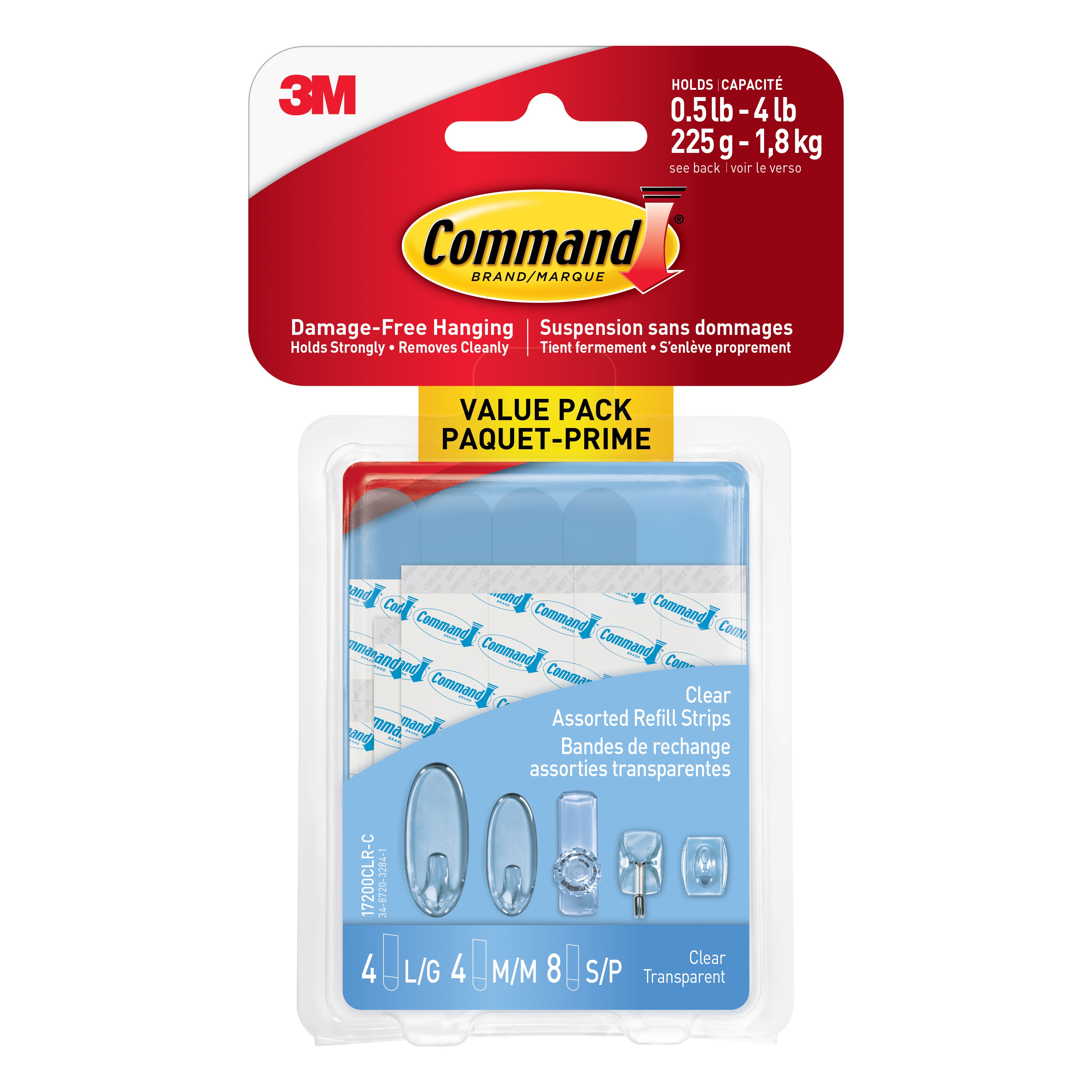 12 Packs: 16 ct. (192 total) Command™ Clear Assorted Refill Strips