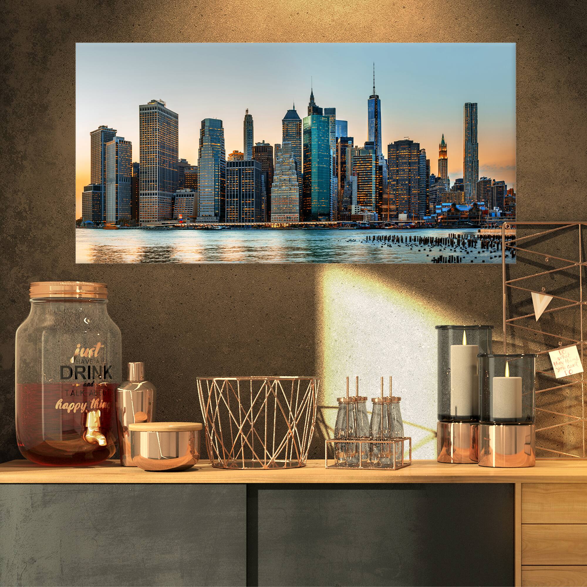 Designart - New York City Skyline - Photography Canvas Art Print
