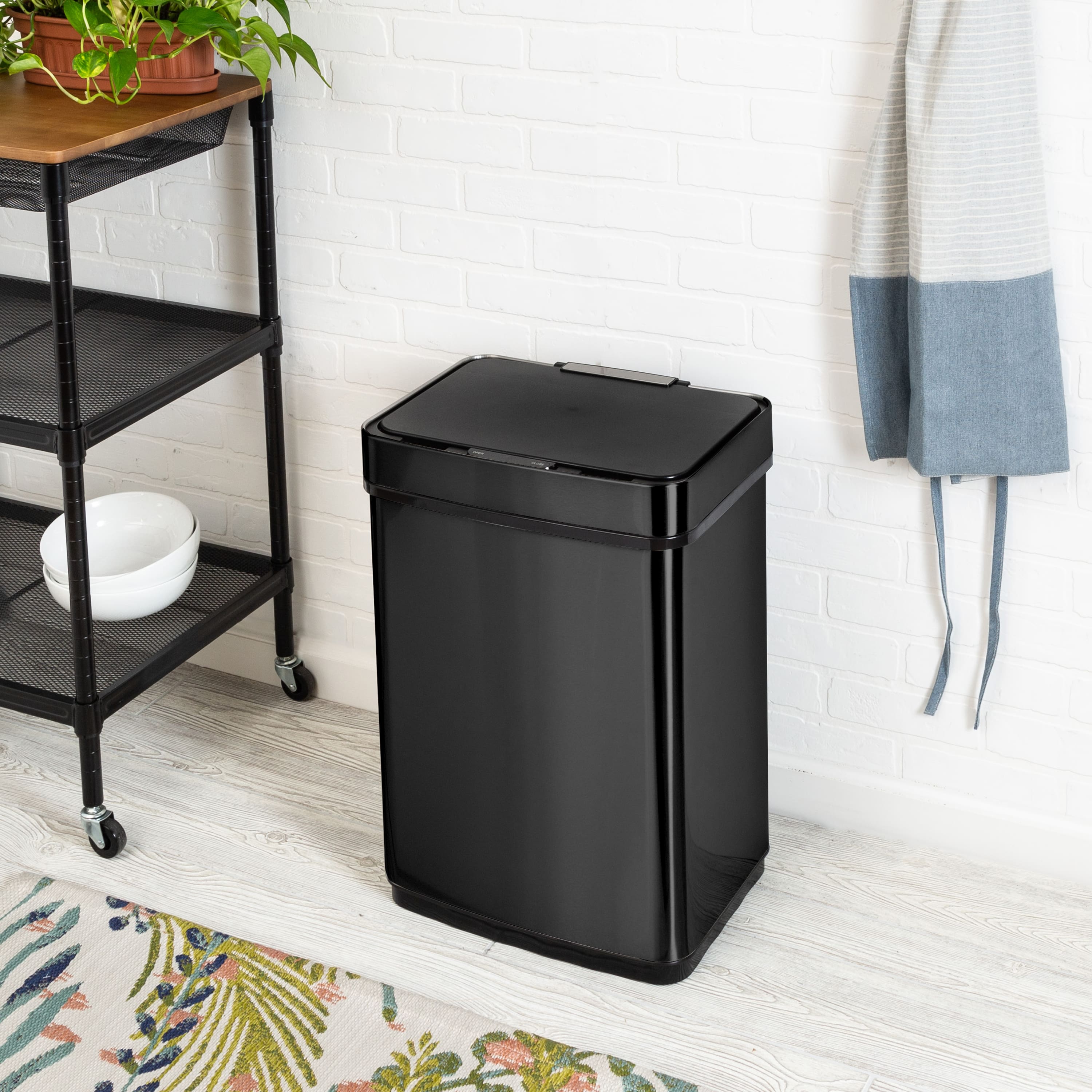 Honey Can Do 50L Black Stainless Steel Trash Can w/ Motion Sensor