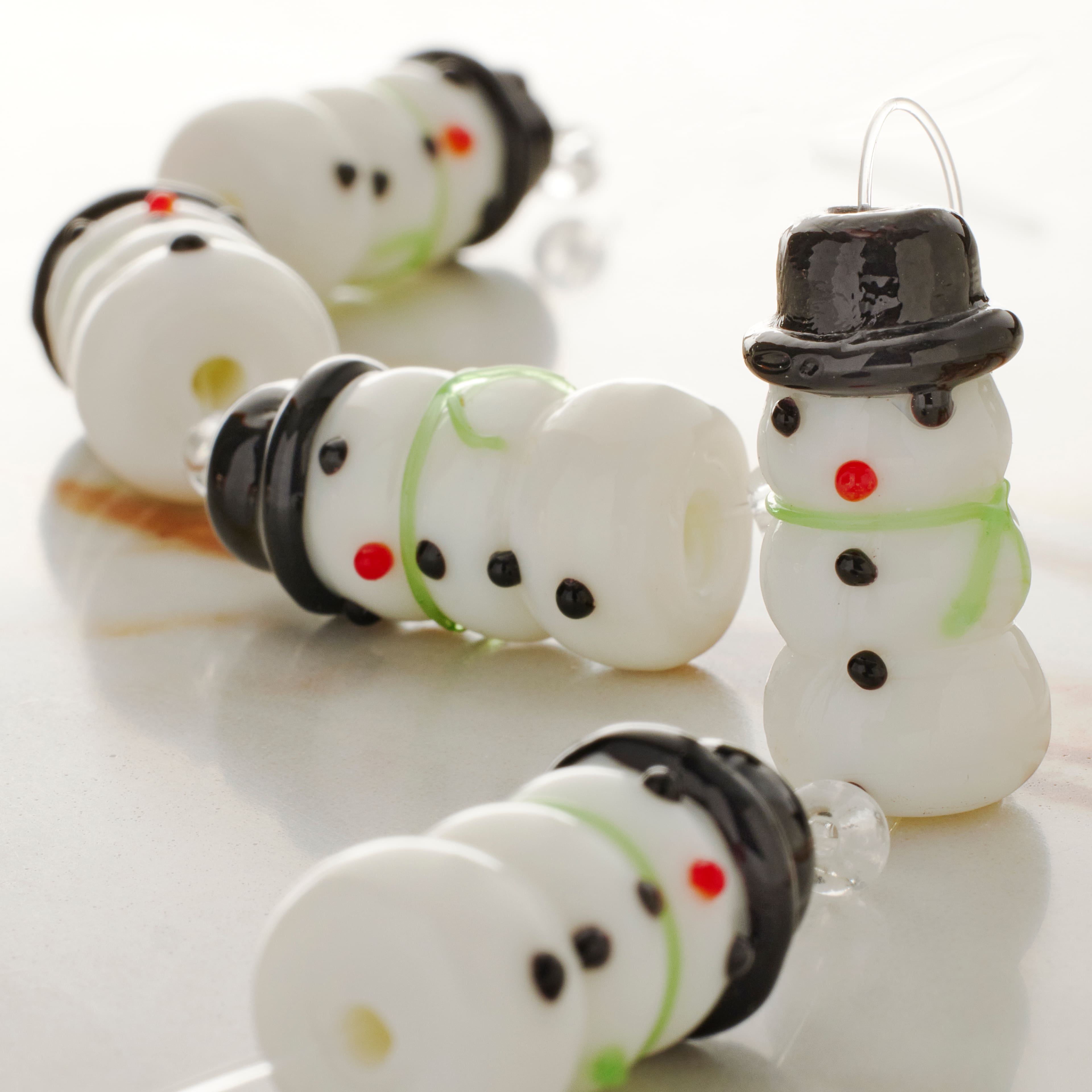 Snowman Lampwork Beads, 23mm by Bead Landing&#x2122;