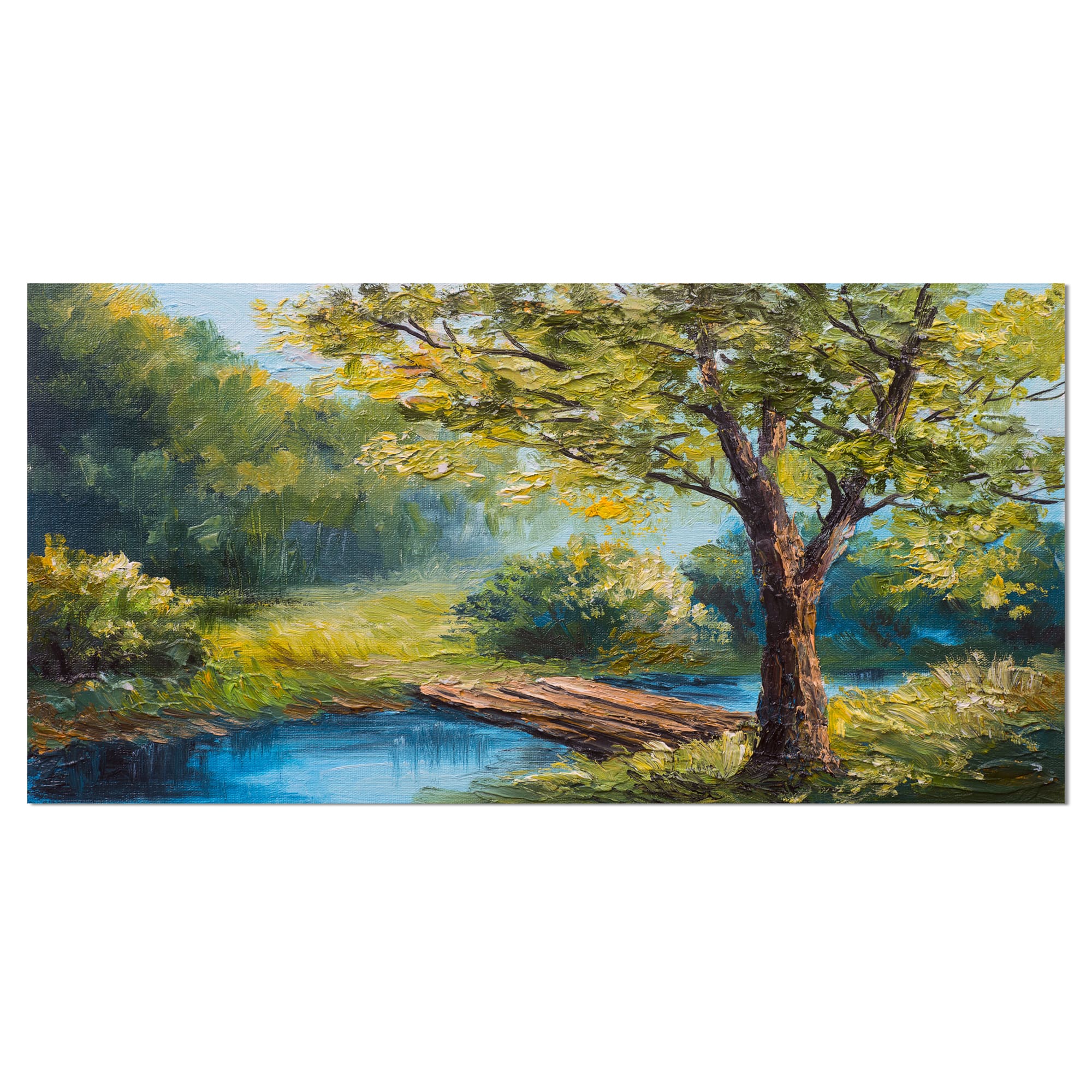Designart - Summer Forest with Beautiful River - Landscape Art Print Canvas