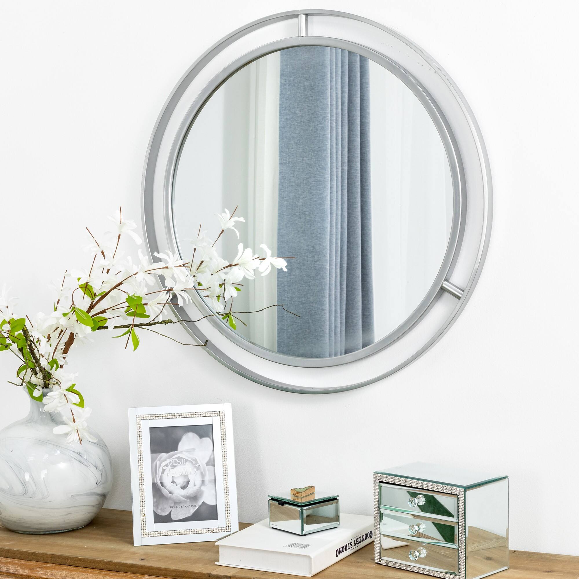 Glitzhome® 24" Deluxe Silver Round Wall Mirror Michaels