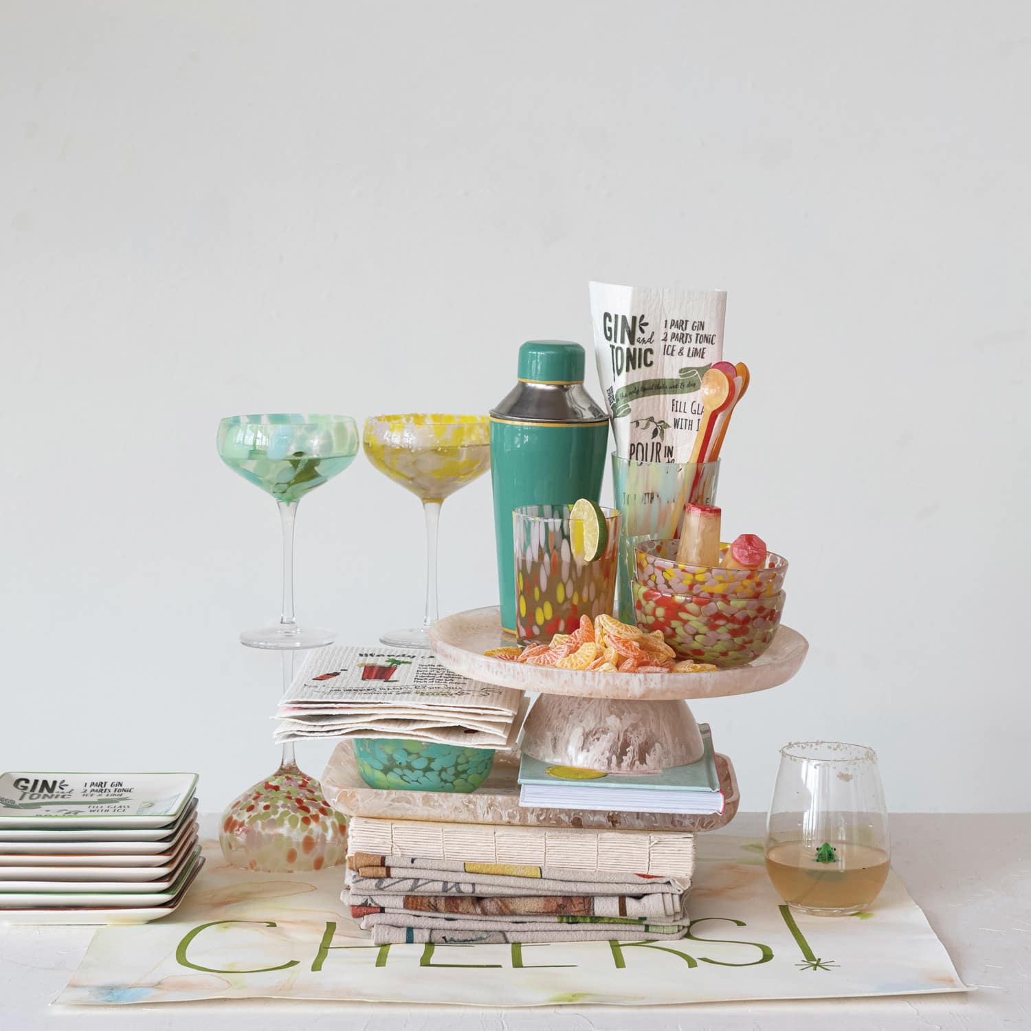 Hello Honey® 11" Blush Pink Matte Marbled Food Pedestal