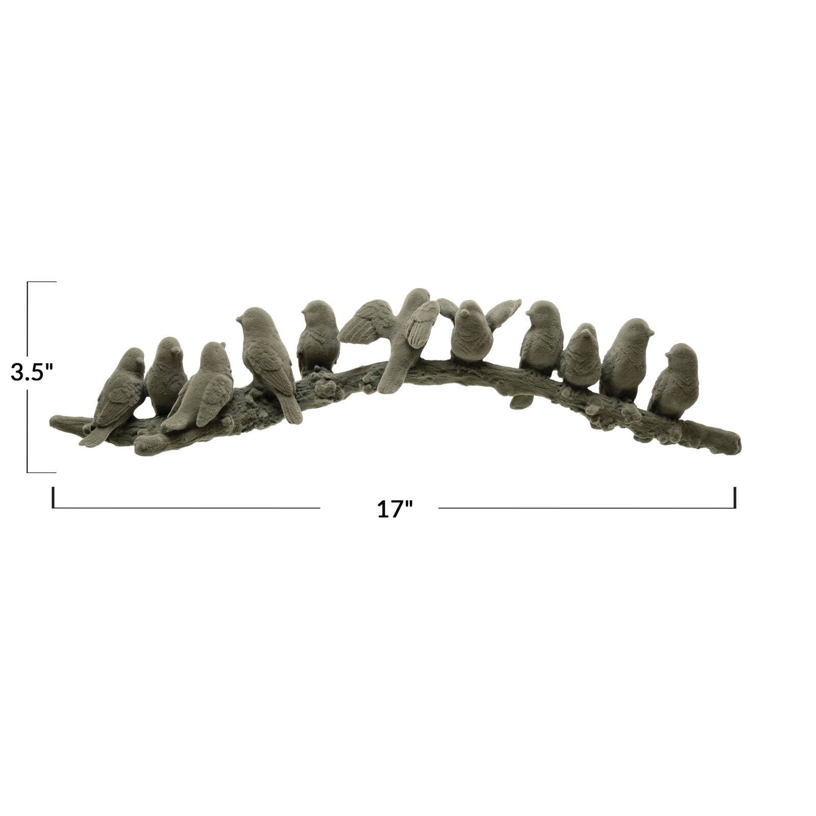 Hello Honey&#xAE; 17&#x22; Sage Flocked Birds on Branch