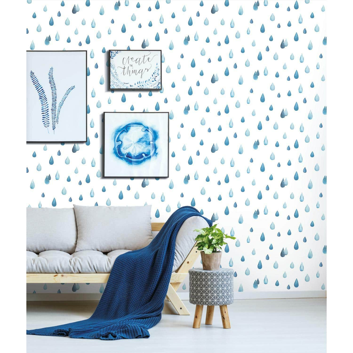 RoomMates Clara Jean Raindrops Peel &#x26; Stick Wallpaper