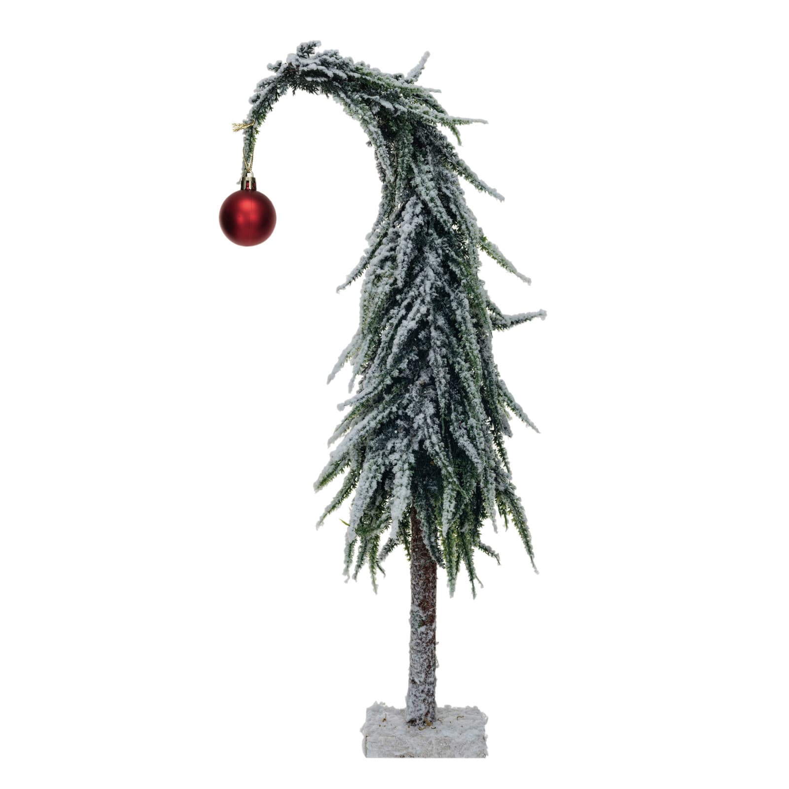 Hello Honey 14" Snow Finish Faux Evergreen Tree with Wood Base