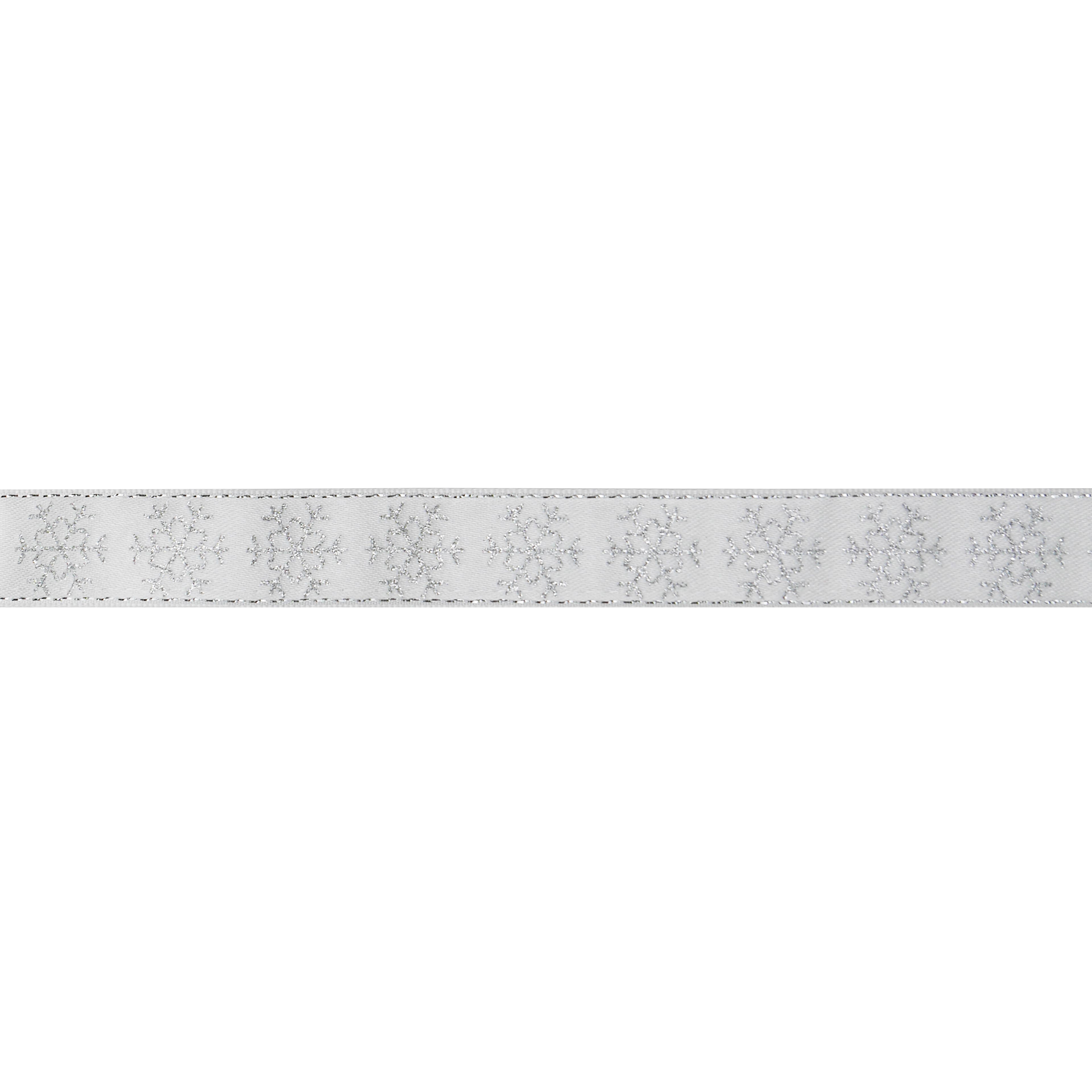 7/8&#x22; x 30ft. Silver Glitter Snowflake White Satin Ribbon by Celebrate It&#xAE;
