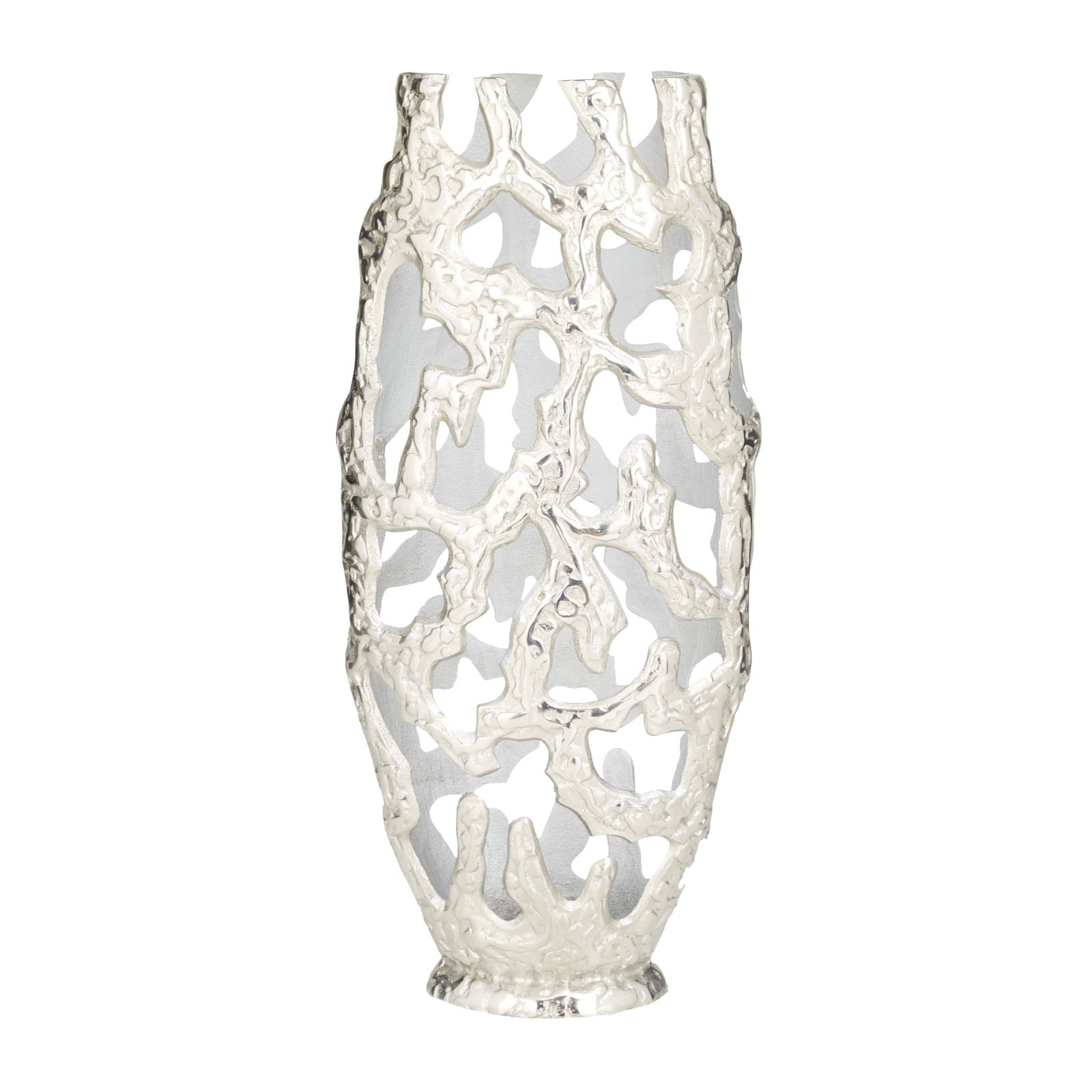 Silver Aluminum Contemporary Vase, 9 x 9 x 5 By Ivory And Iris