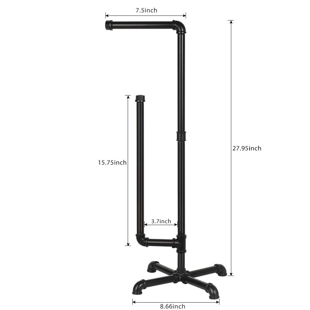 Black Freestanding Toilet Paper Cast Iron Pipe Stand