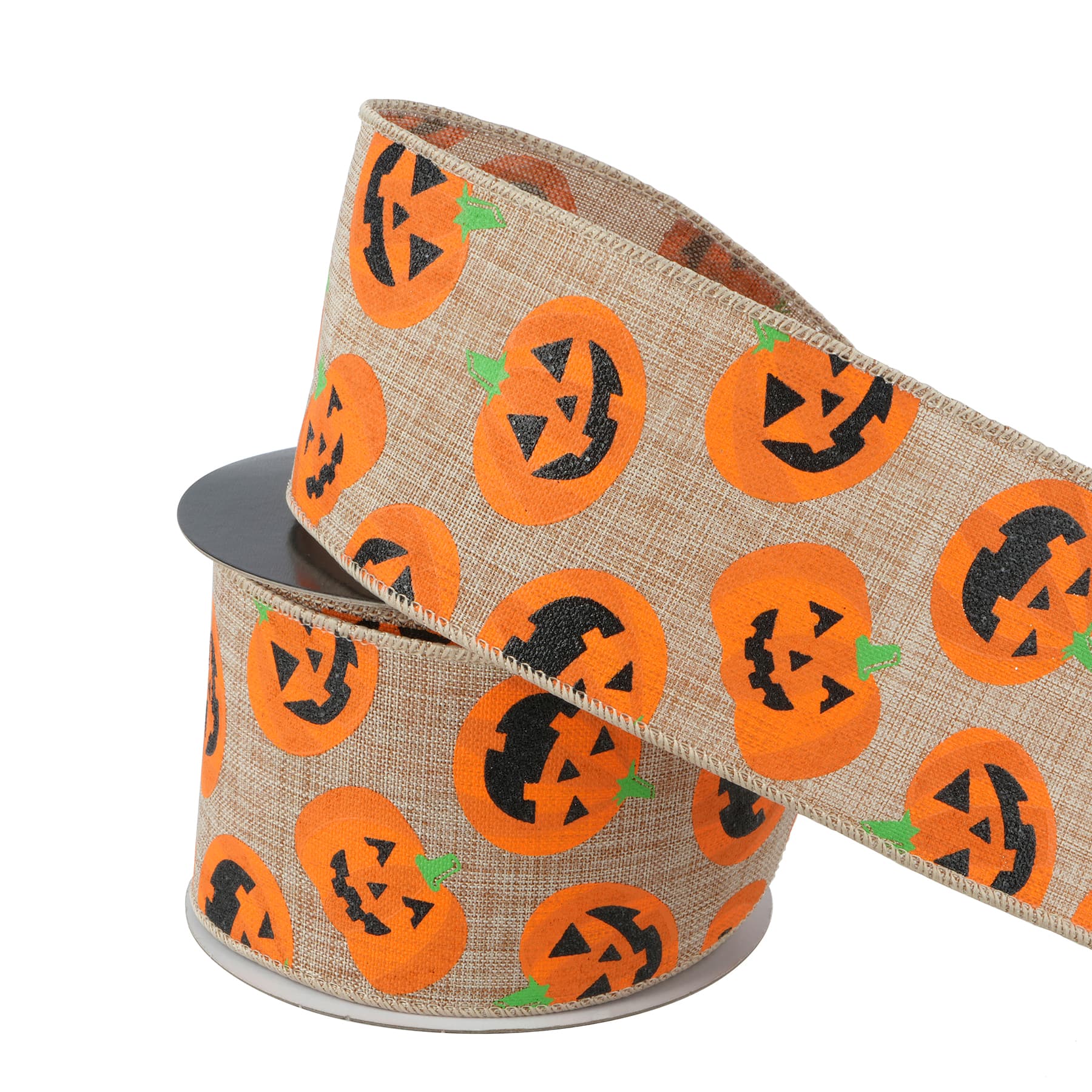 2.5&#x22; x 20ft. Pumpkin Wired Faux Burlap Ribbon by Celebrate It&#xAE; Halloween