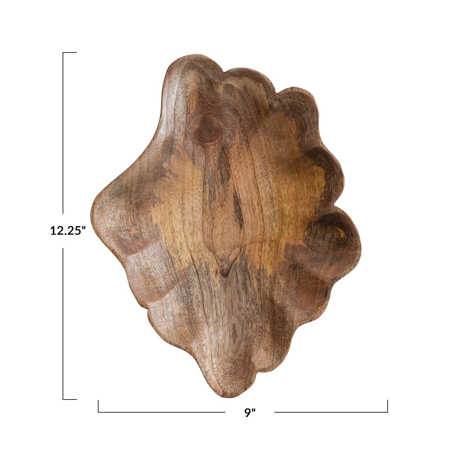 Hello Honey® 12.25" Natural Hand-Carved Scalloped Mango Wood Serving Platter