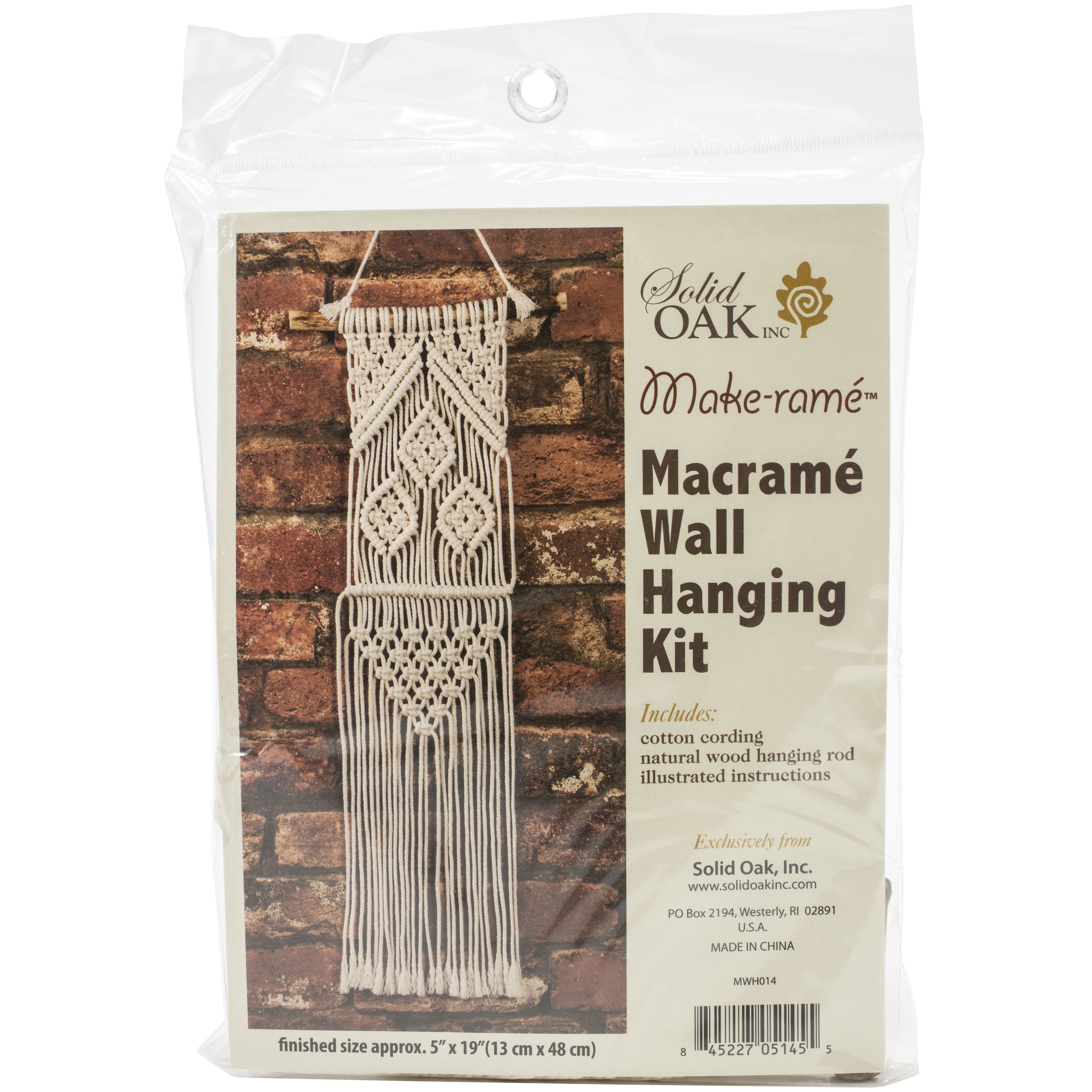 Solid Oak Make-ram&#xE9;&#x2122; Three Leaves Mini Macram&#xE9; Wall Hanging Kit