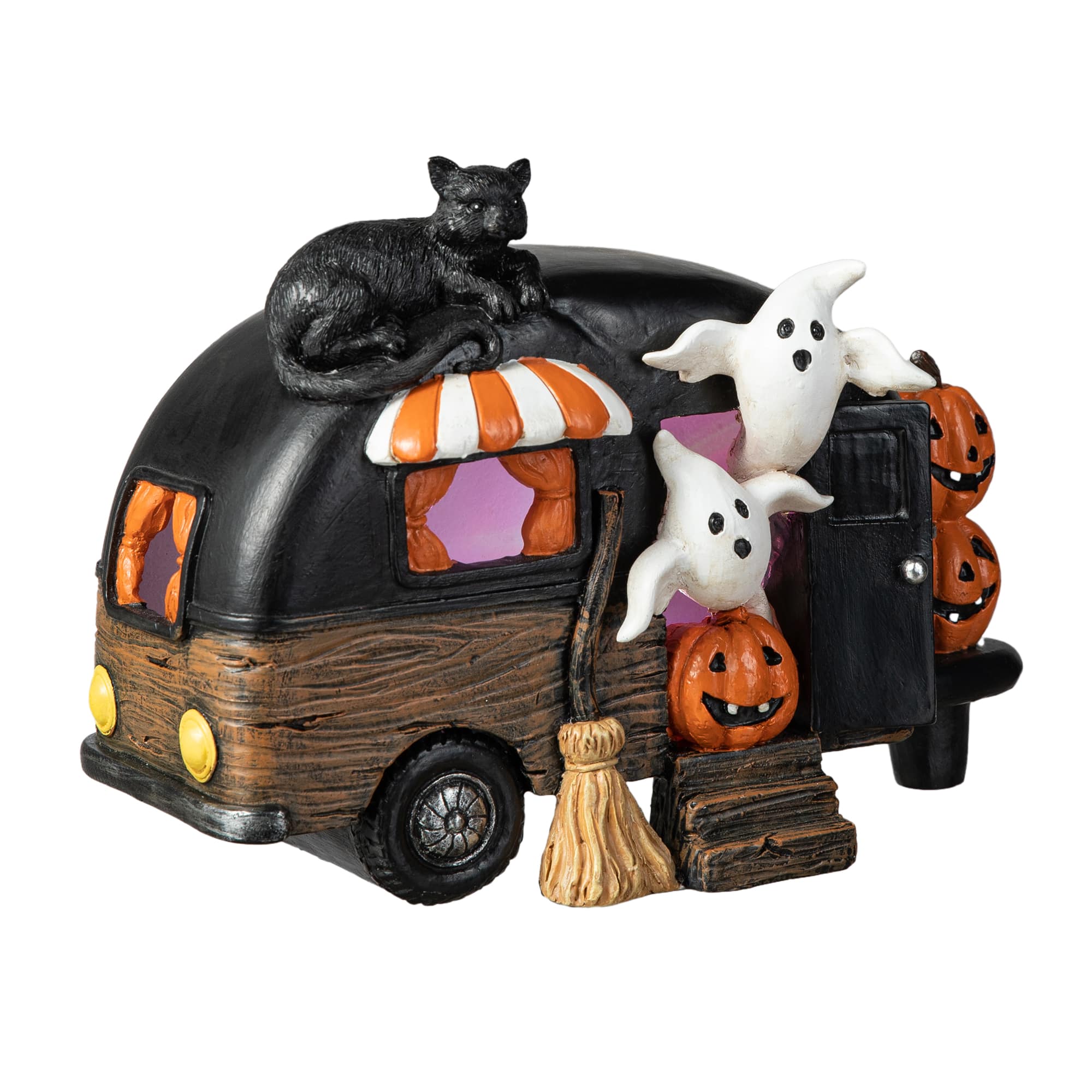 Glitzhome&#xAE; 9.25&#x22; Halloween Lighted Camper Table D&#xE9;cor