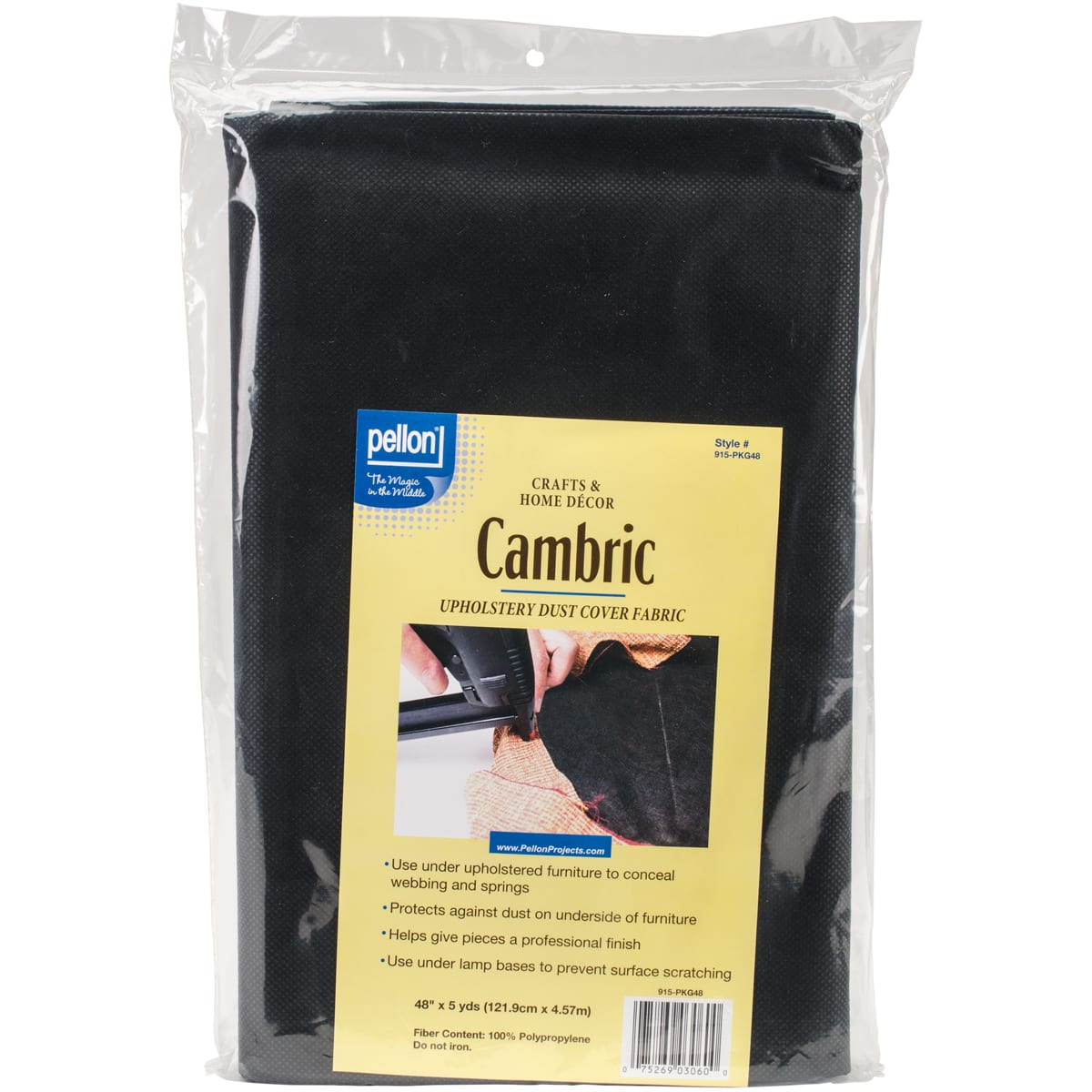 Pellon® Black Cambric Upholstery Dust Cover Fabric, 36" x 5yd.