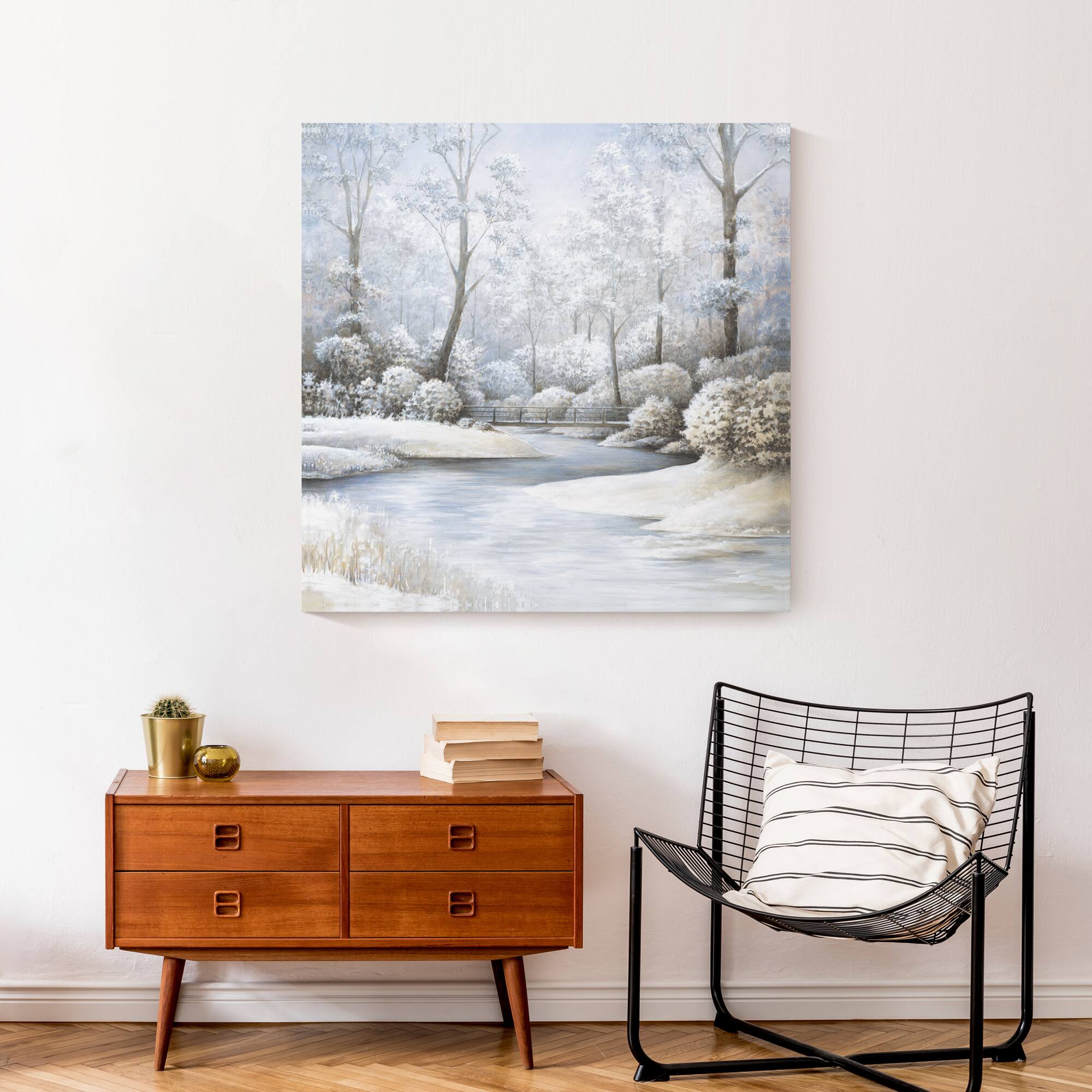 Winter Creek Landscape 30" x 30" Canvas Wall Art
